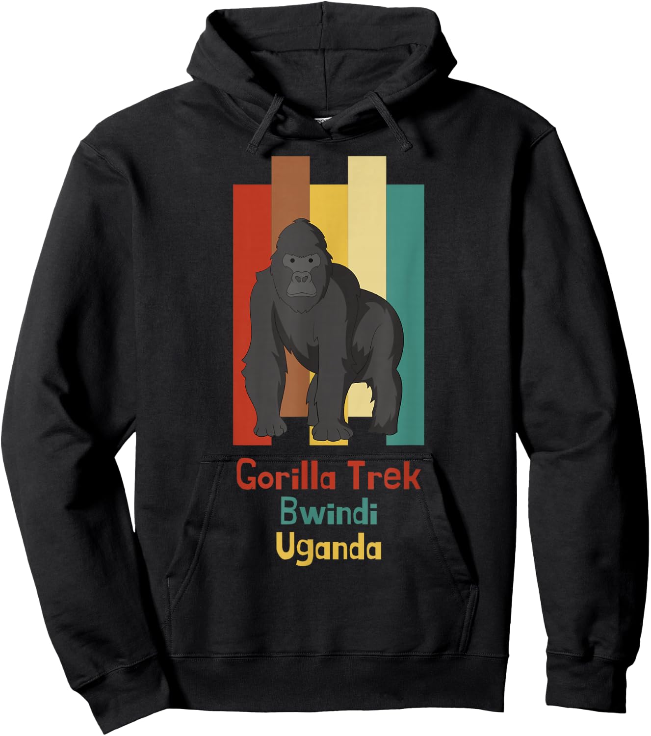 Gorilla Trekking Bwindi Impenetrable Uganda Safari Souvenir Hoodie - Hoodie | Black