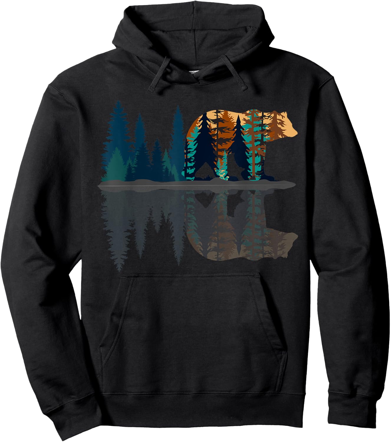 Trees Reflection Wildlife Nature Animal Bear Outdoor Forest Hoodie - Hoodie | Black