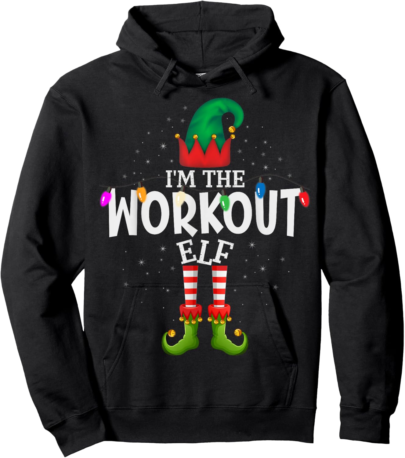 99 Gifts Group Foto Christmas Elf Pajama - Adults Workout Motif - Black, Small - , Short Sleeve - Classic Fit Hoodie - Hoodie | Black