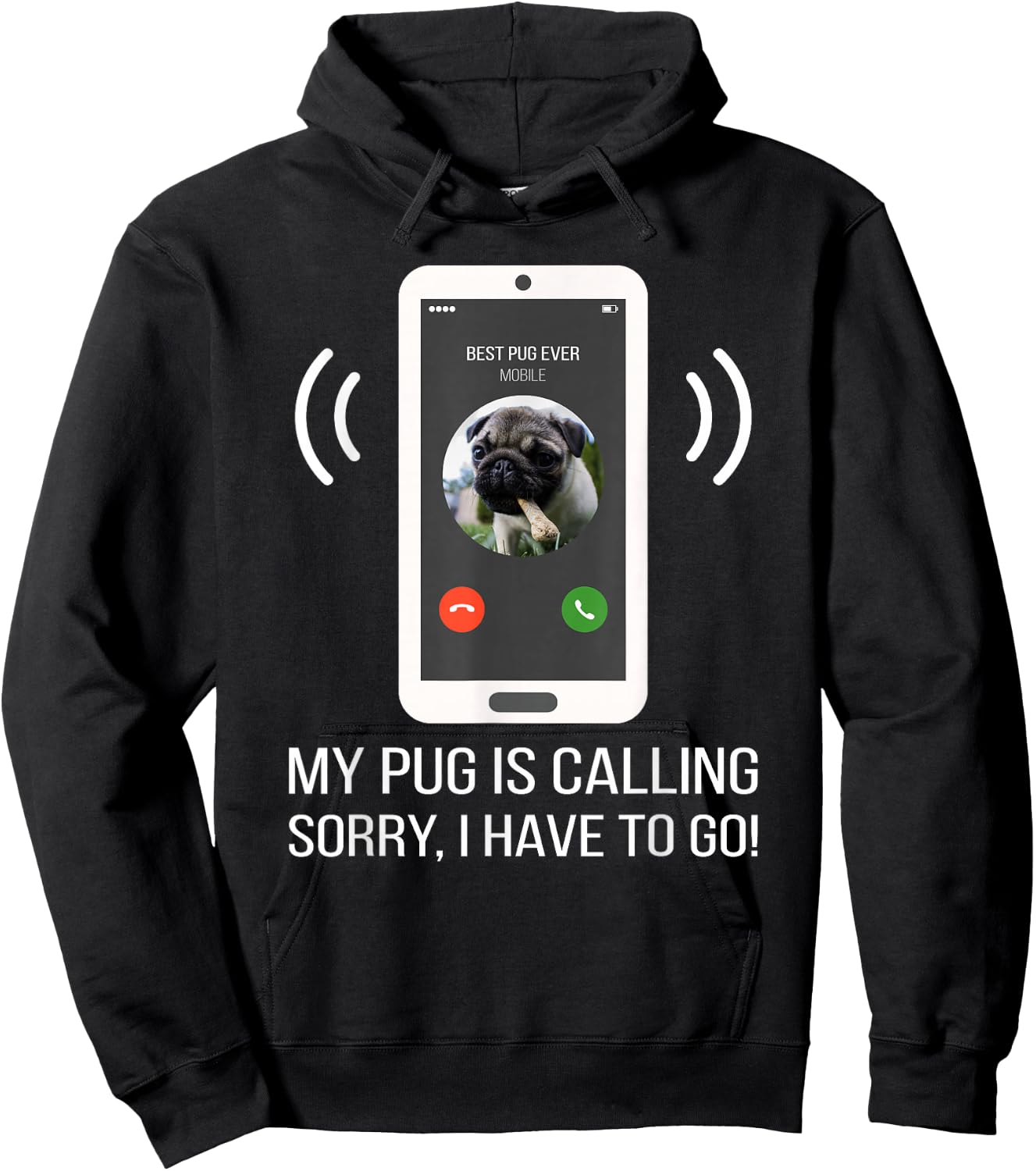 Funny Pug Dog Men Women Girls Kids Hoodie - Hoodie | Black
