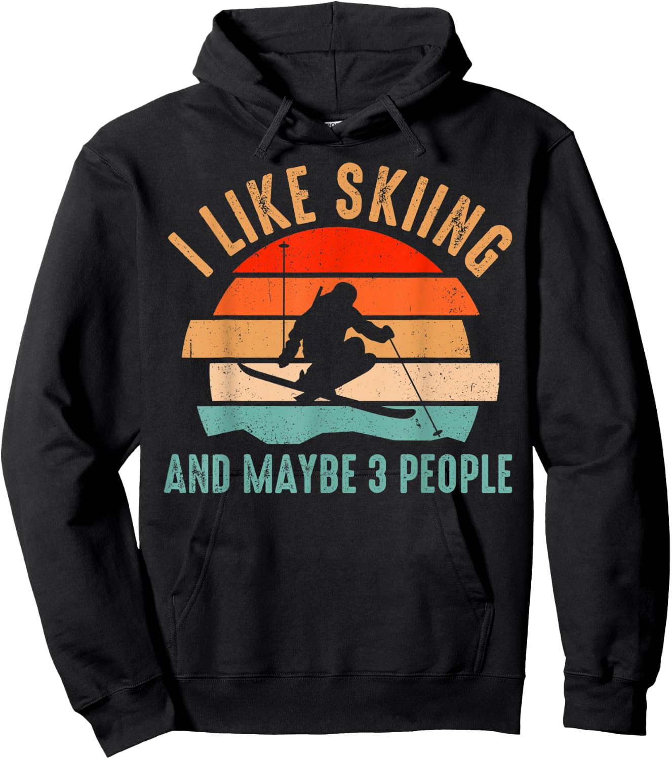 mb I Like Skiing And Maybe 3 People Vintage Sports Lovers Hoodie - Hoodie | Black