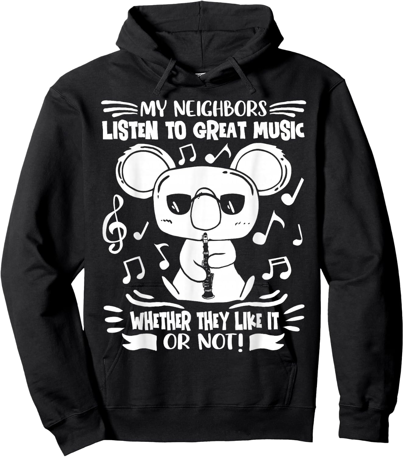Clarinet Player Clarinet Koala with Clarinet Hoodie - Hoodie | Black
