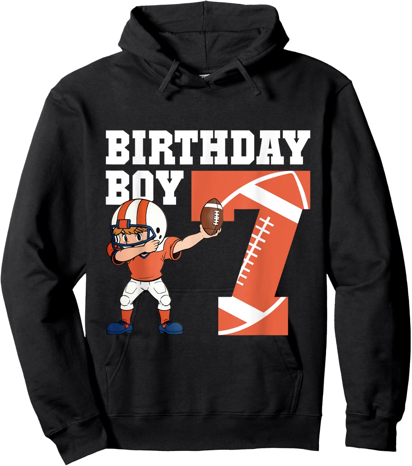 7th Birthday Boy Football Player Dabbing 7 Years Old Kids Hoodie - Hoodie | Black