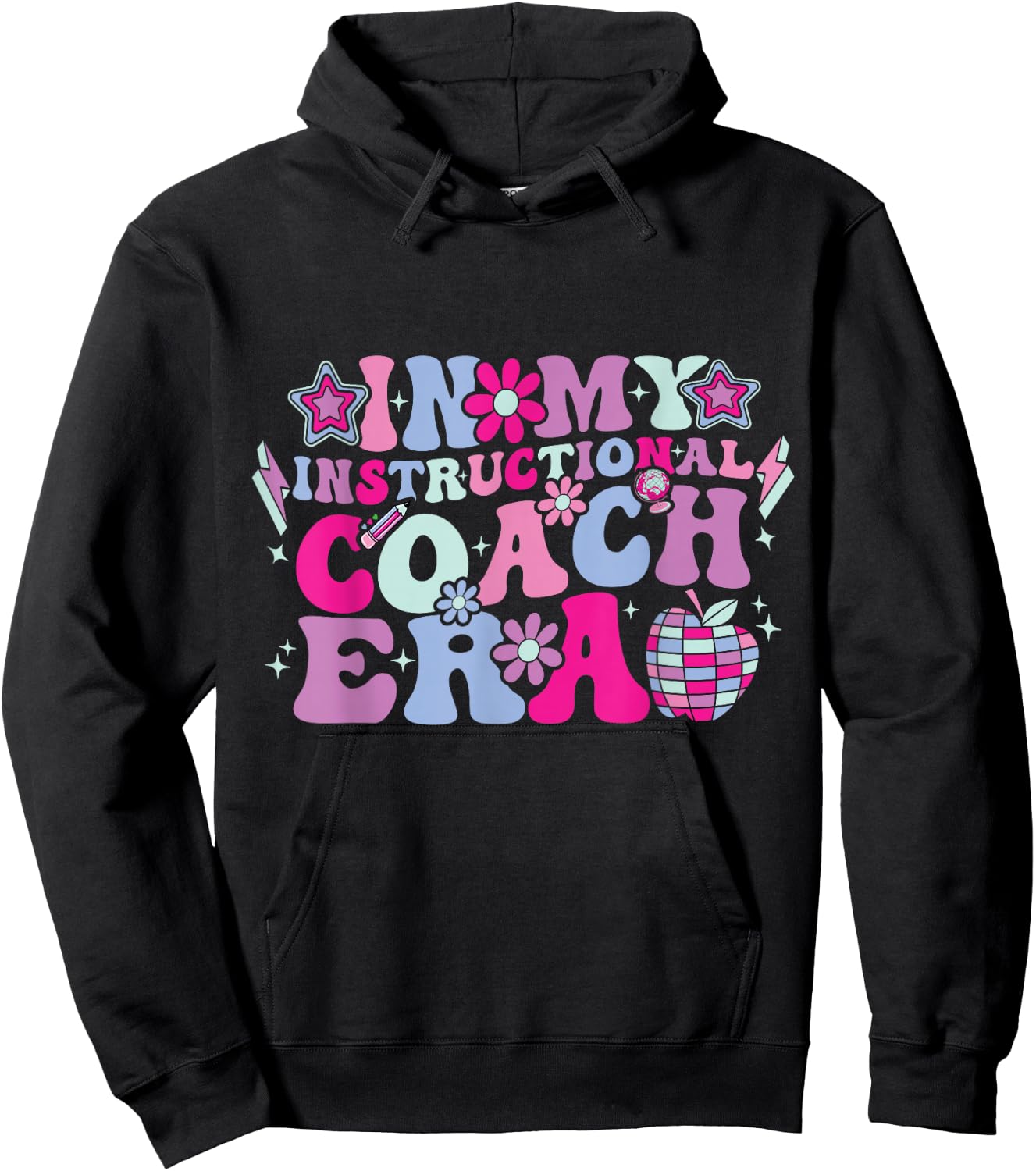 In My Instructional Coach Era Groovy Back To School Hoodie - Hoodie | Black