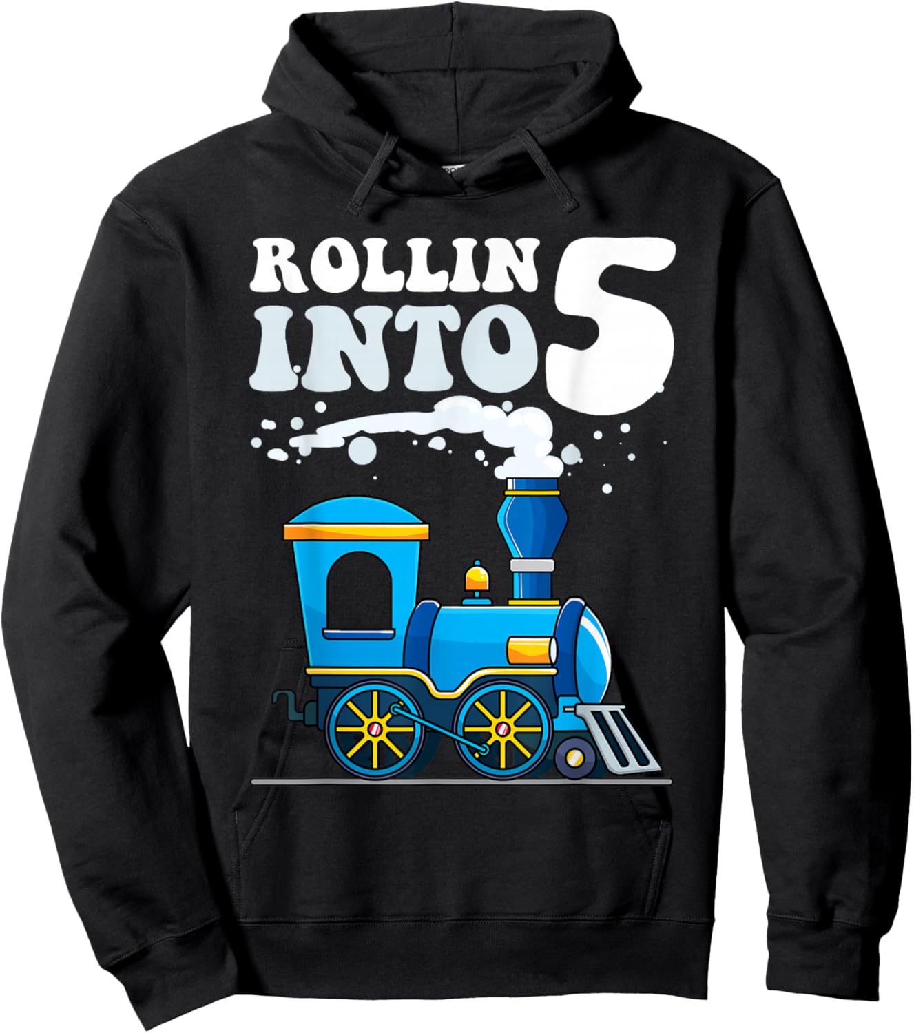 Rollin' Into 5 Train 5th Birthday Party Five Years Old Boys Hoodie - Hoodie | Black