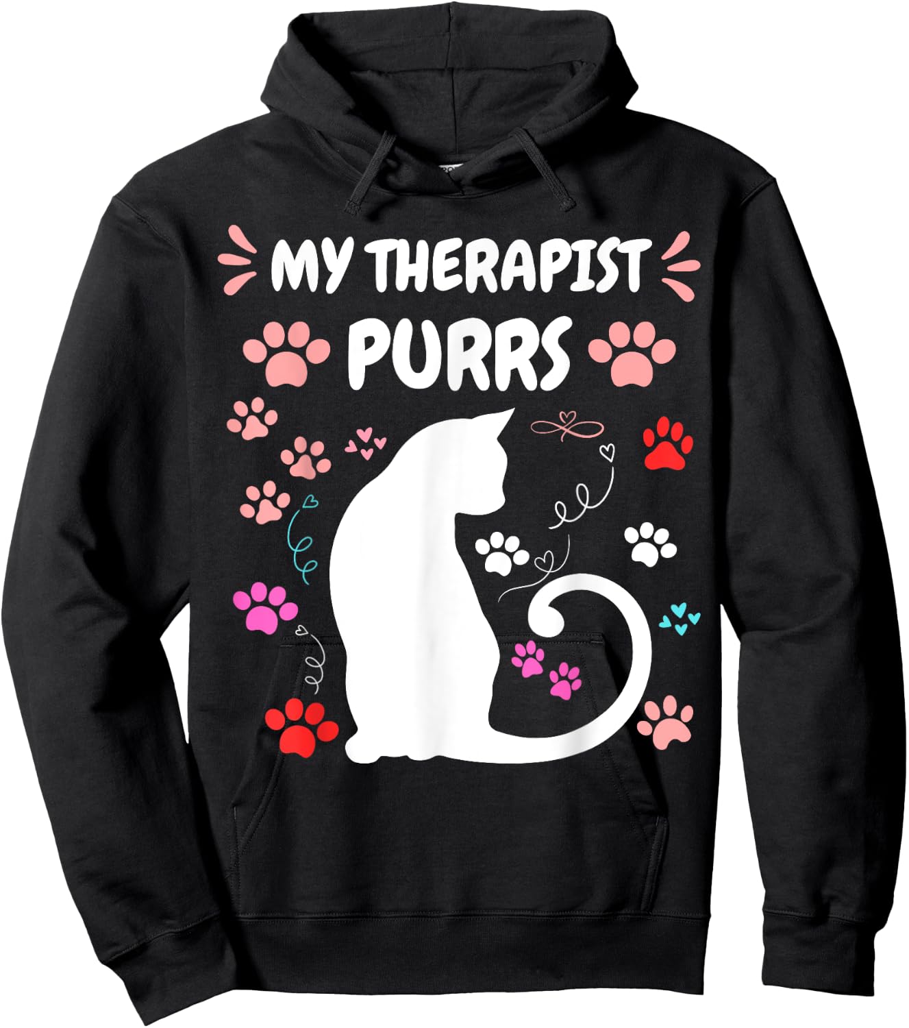 My Therapist Purrs Funny Cat Lover Women men Cat Hoodie - Hoodie | Black