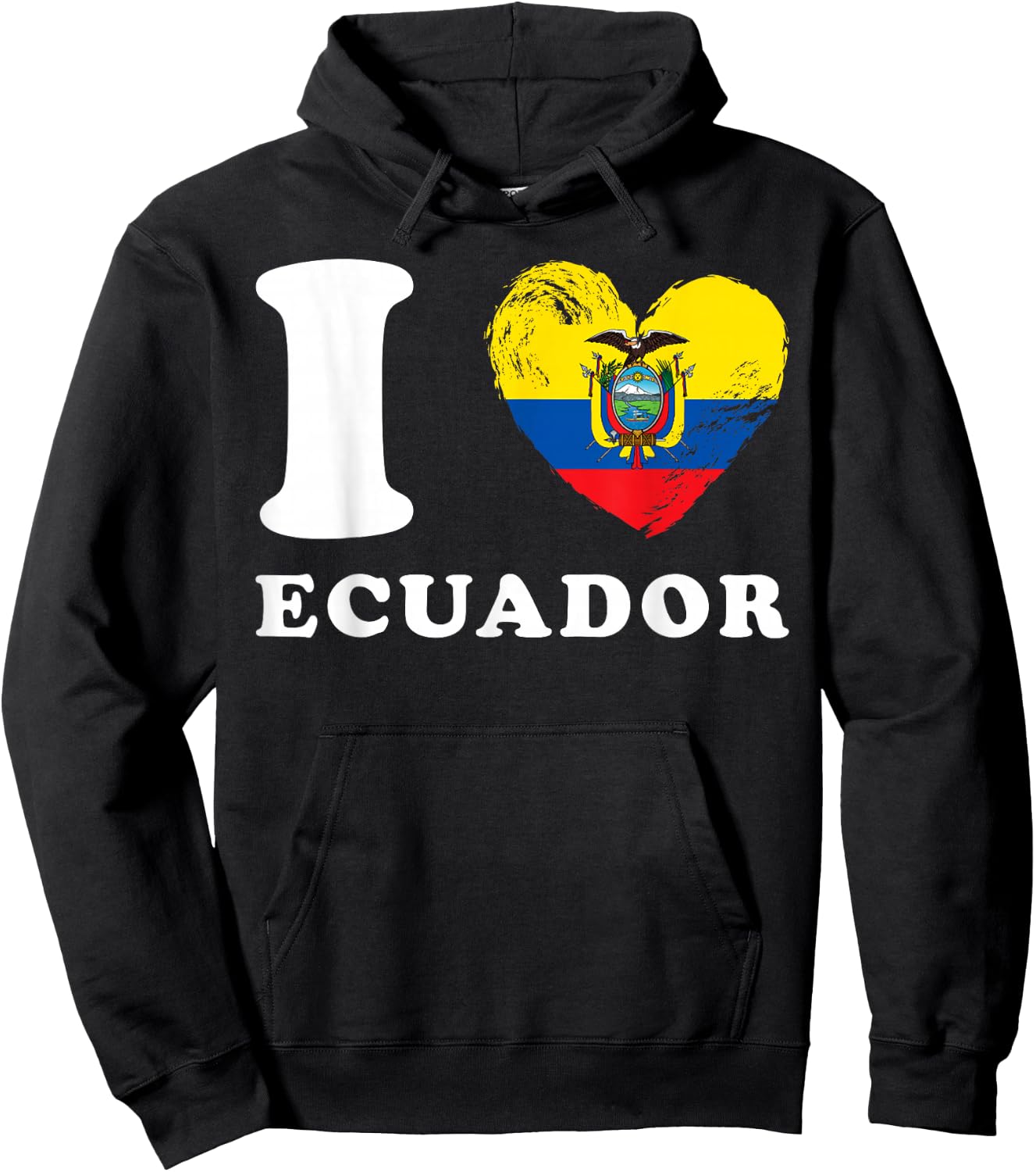 I Love Ecuador - Heart Flag Ecuador Hoodie - Hoodie | Black