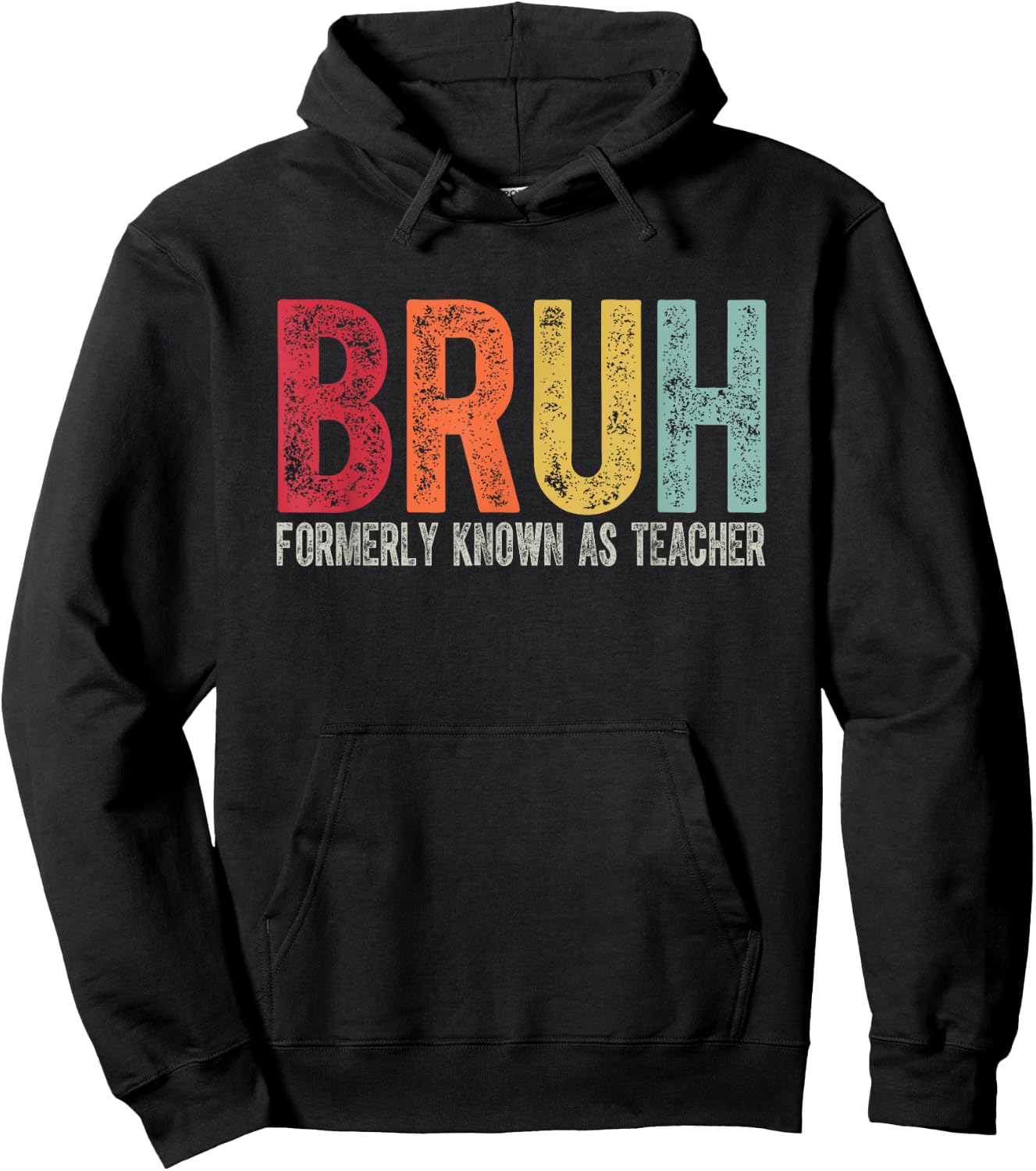 Vintage Bruh Formerly Known As Teacher Funny Teacher Women Kids Hoodie - Hoodie | Black