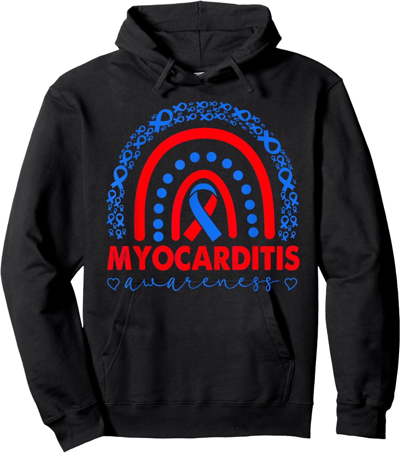 Myocarditis Awareness, Myocarditis warrior, Rainbow Hoodie - Hoodie | Black