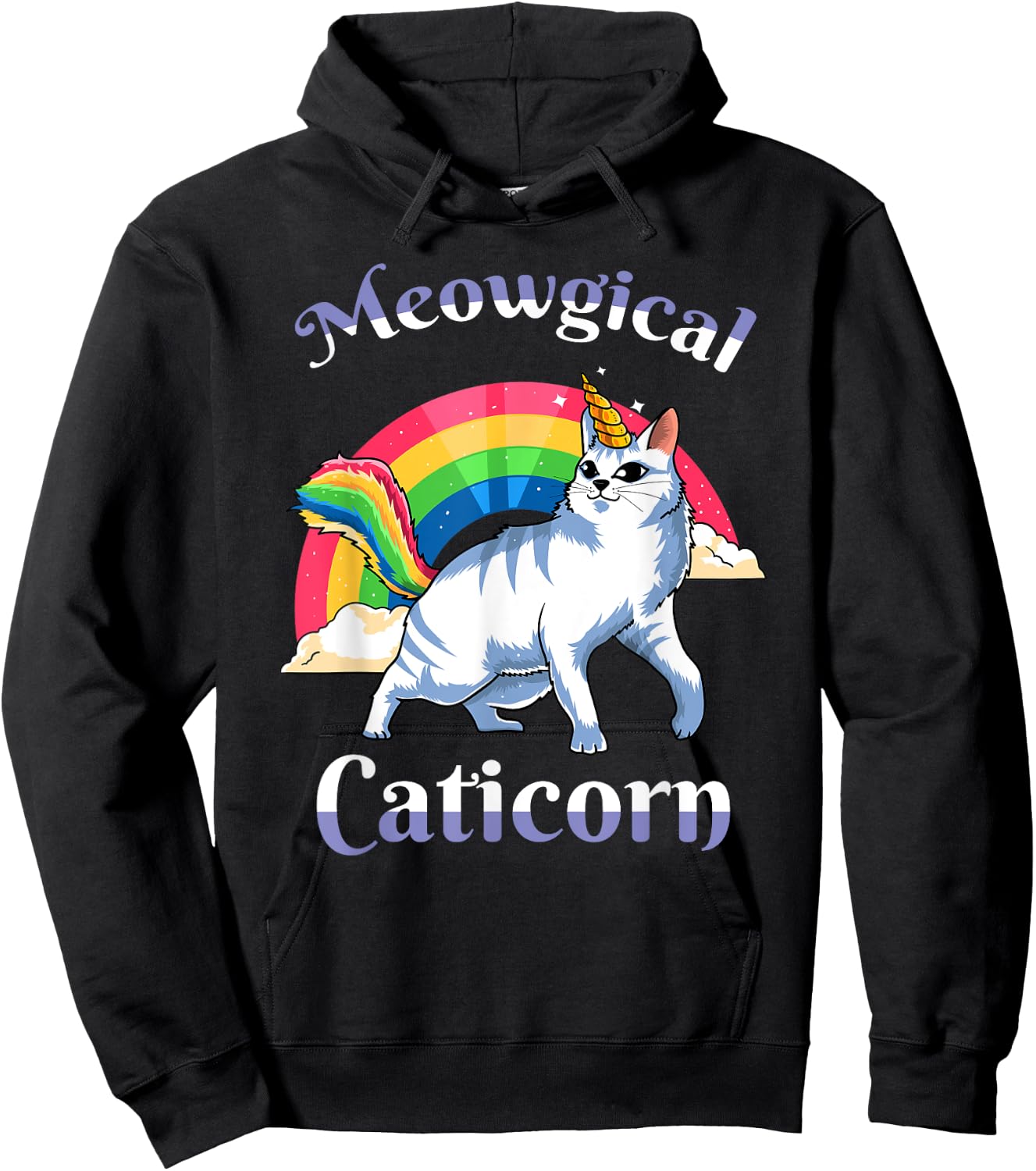 Meowgical Caticorn Unicorn Cat Girls Kitty Kitten Lover Gift Hoodie - Hoodie | Black
