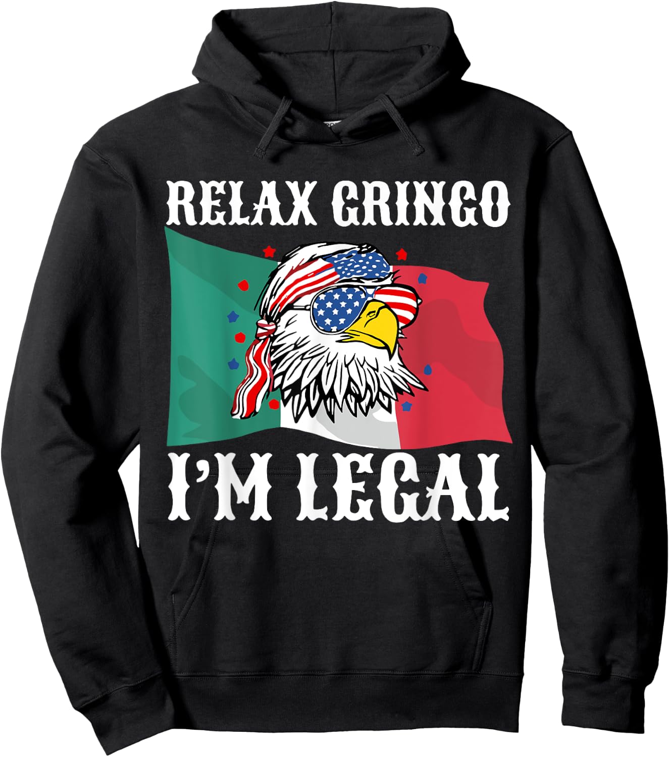 Relax Mexican Flag Eagle Immigrant 4th Of July Hoodie - Hoodie | Black
