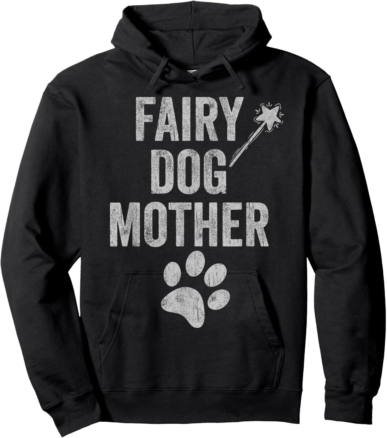 Fairy Dogmother dog mother paw print funny mom of dogs retro Hoodie - Hoodie | Black