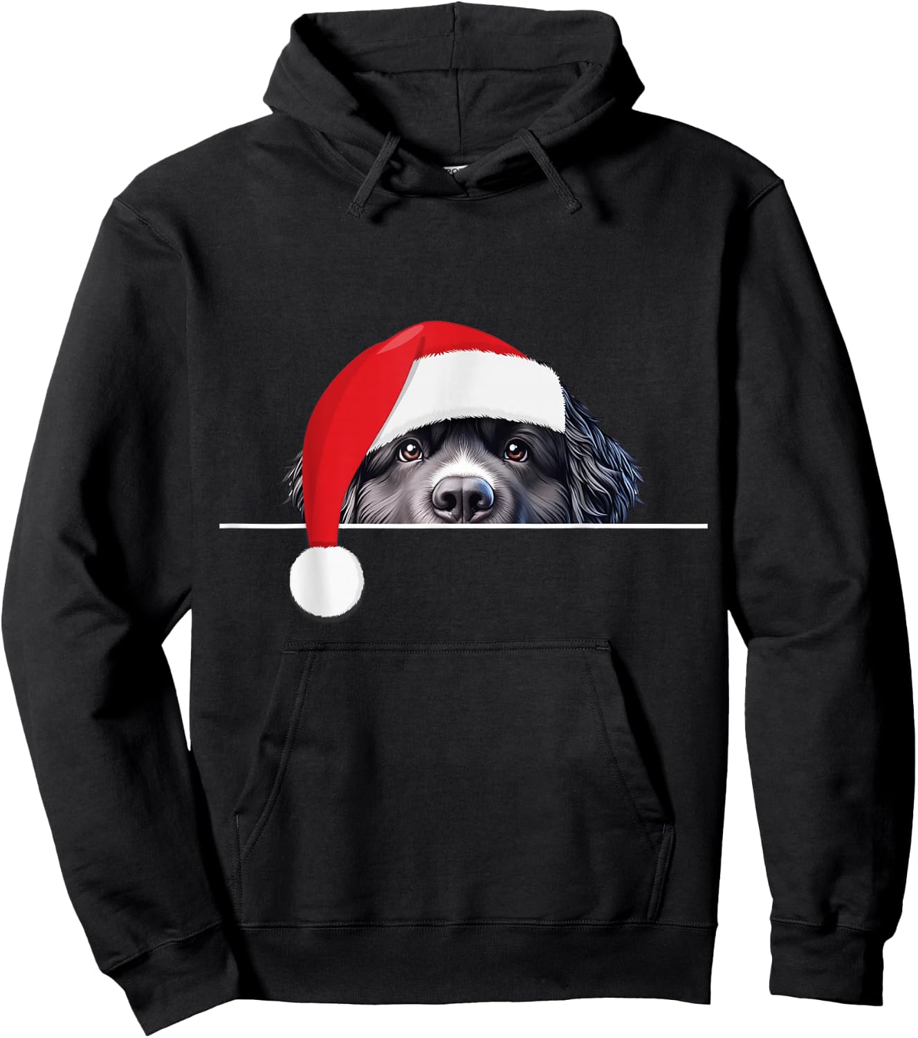 New foundland Dog Lover Funny Santa Hat Christmas Hoodie - Hoodie | Black