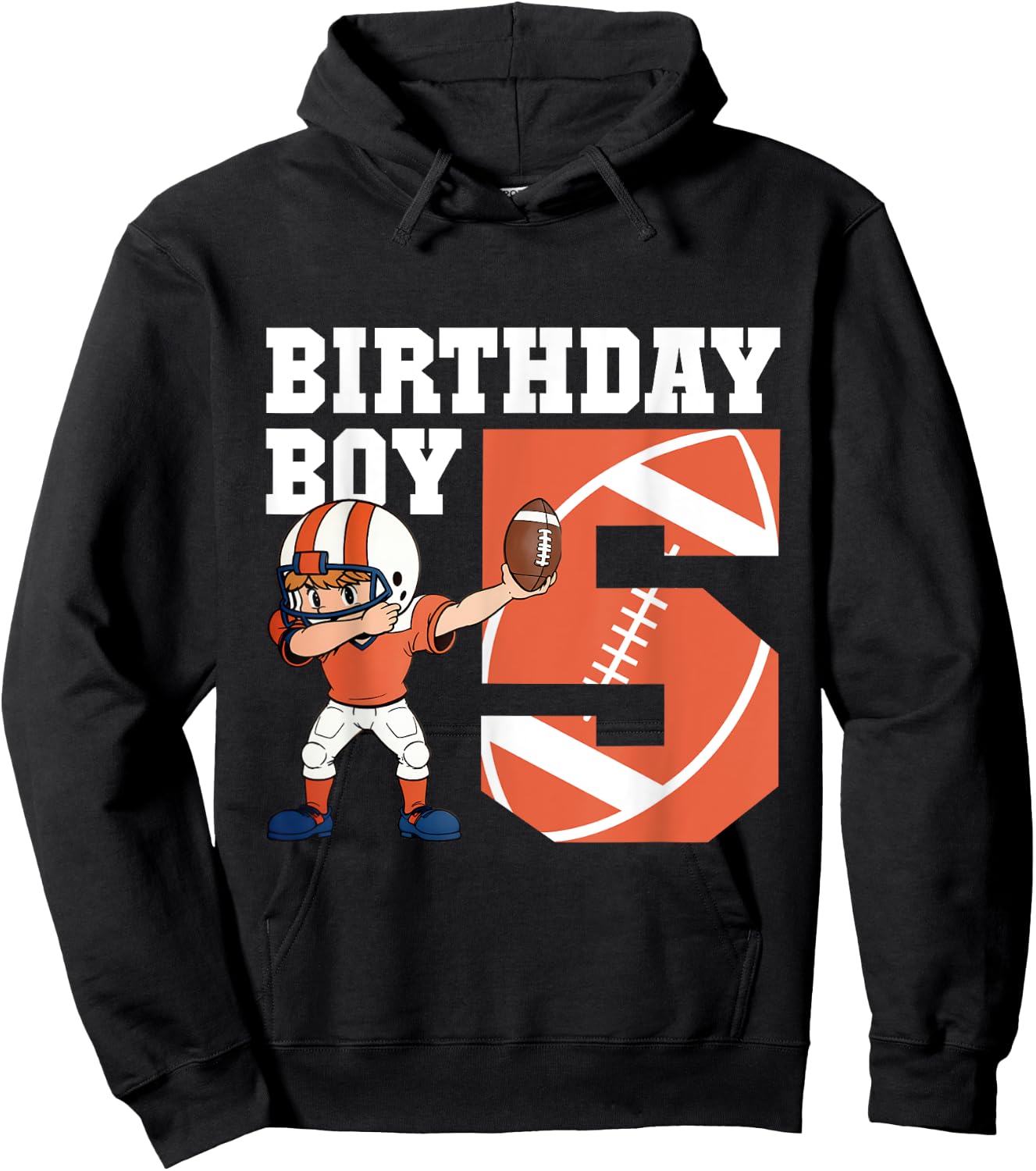 5th Birthday Boy Football Player Dabbing 5 Years Old Kids Hoodie - Hoodie | Black