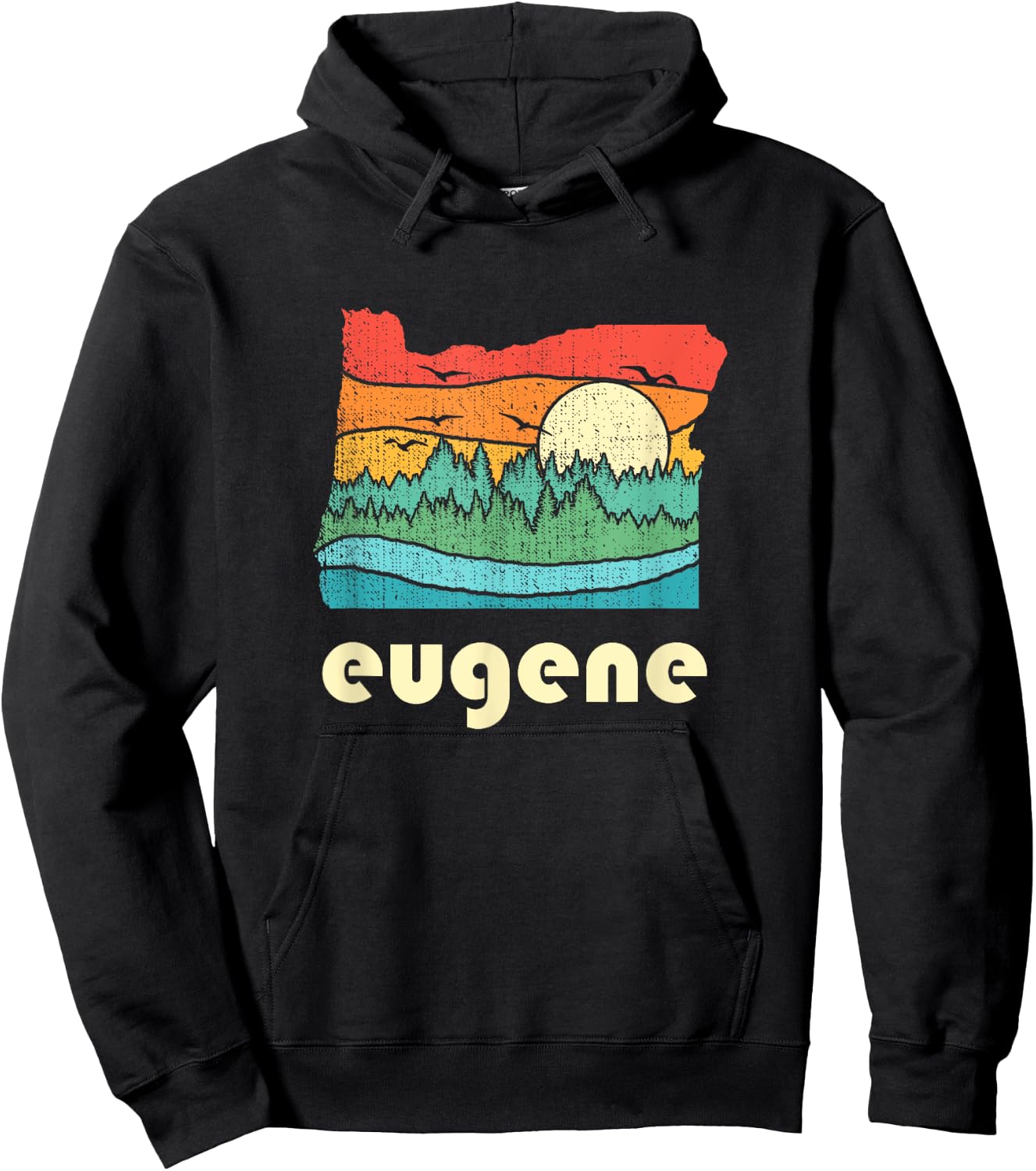 Retro Vintage Eugene Oregon Throwback Gift Hoodie - Hoodie | Black