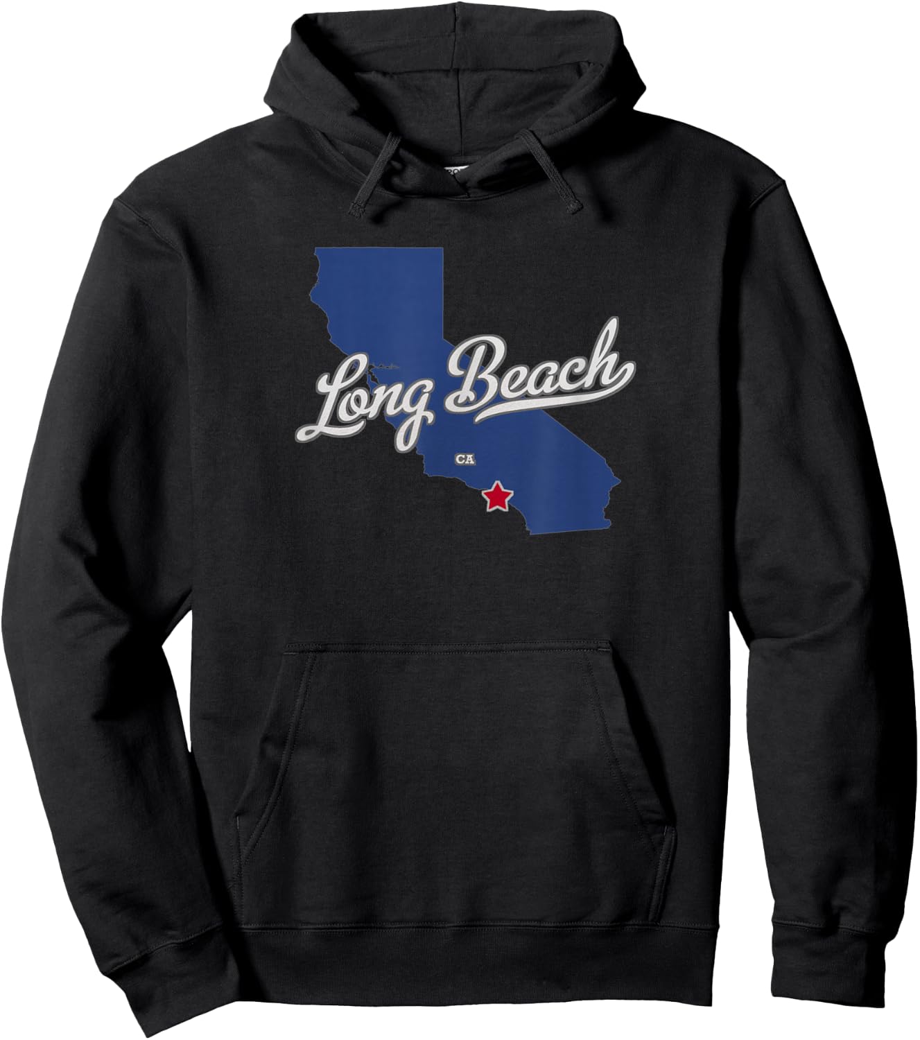 Long Beach California CA Map Hoodie - Hoodie | Black