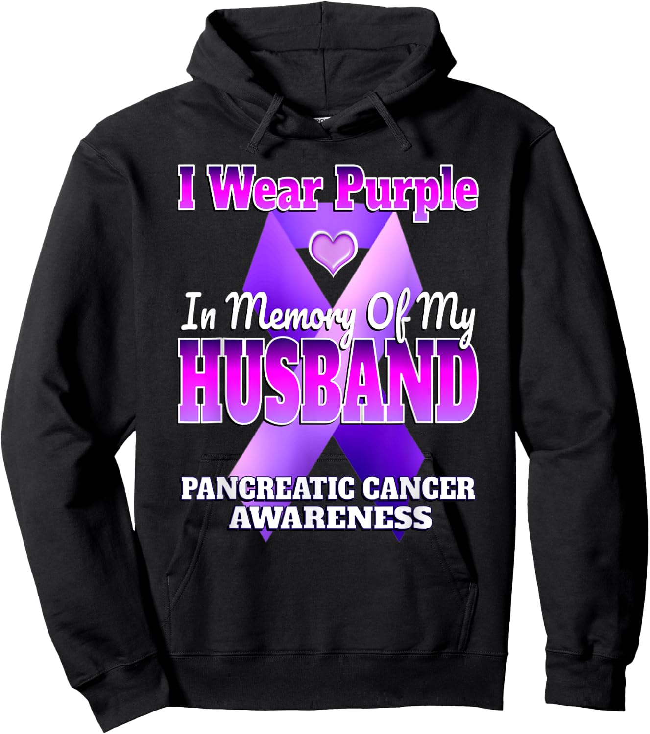 I Wear Purple In Memory Of My Husband Pancreatic Cancer Hoodie - Hoodie | Black