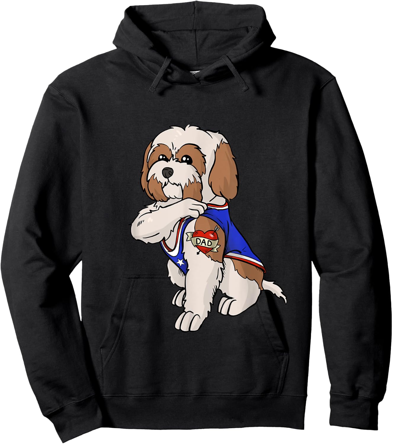 Shih Tzu Dog Love Dad Puppy Owner Men Women Kids Hoodie - Hoodie | Black