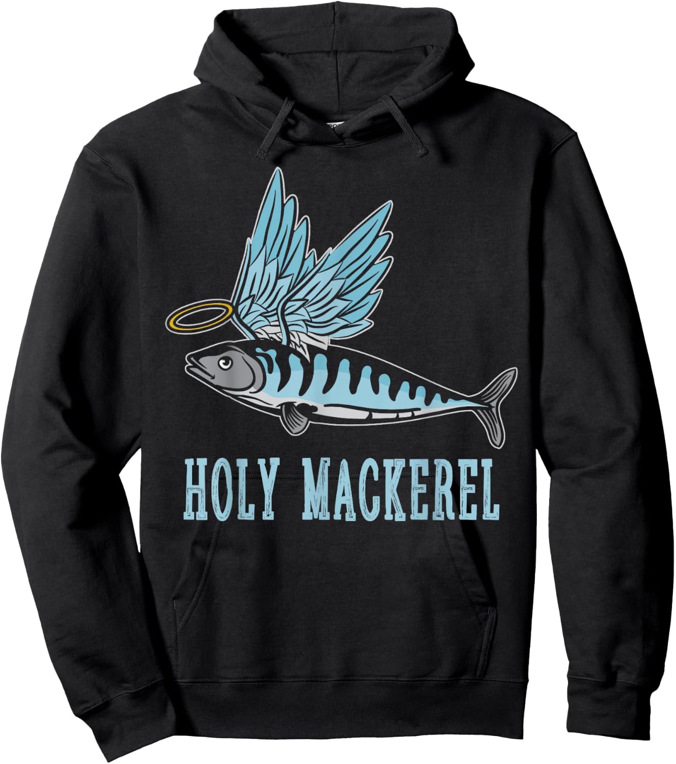 Holy Mackerel Funny Witty Winged Fish Sarcasm Meme Hoodie - Hoodie | Black