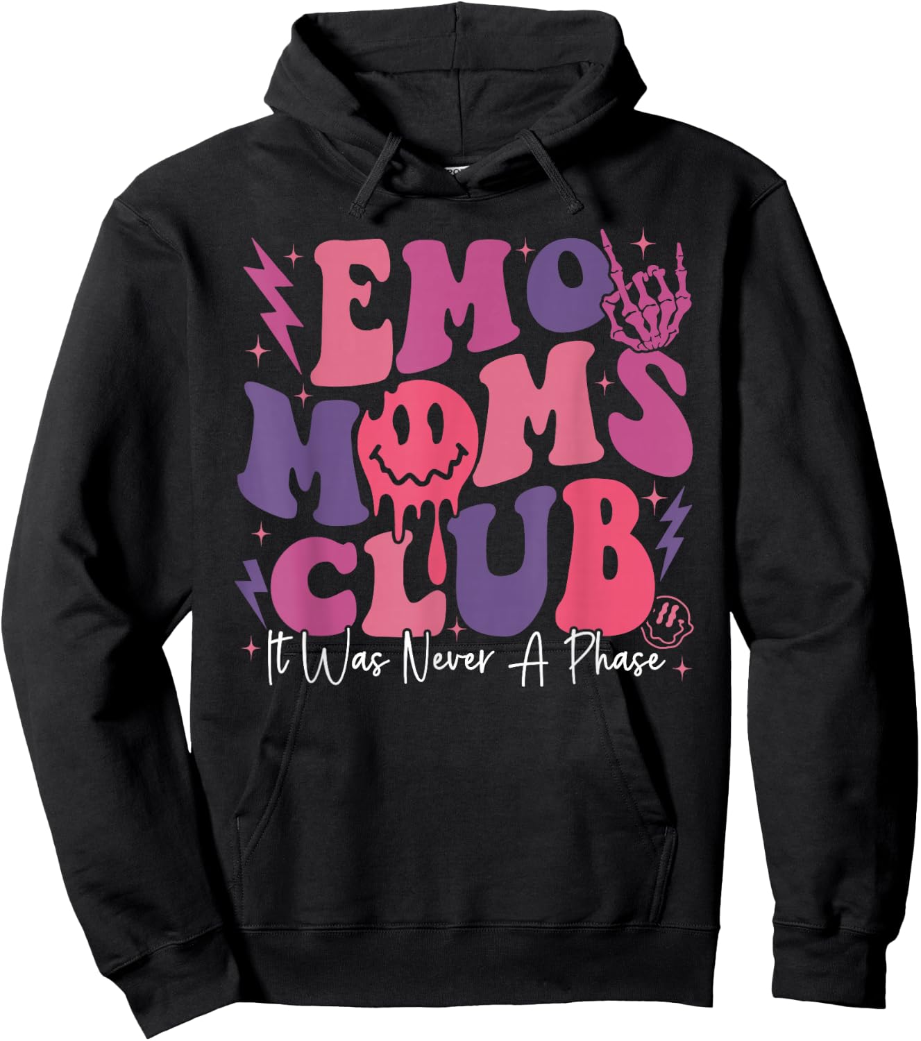 It Was Never A Phase Emo Moms Club Mother's Day Skeleton Hoodie - Hoodie | Black