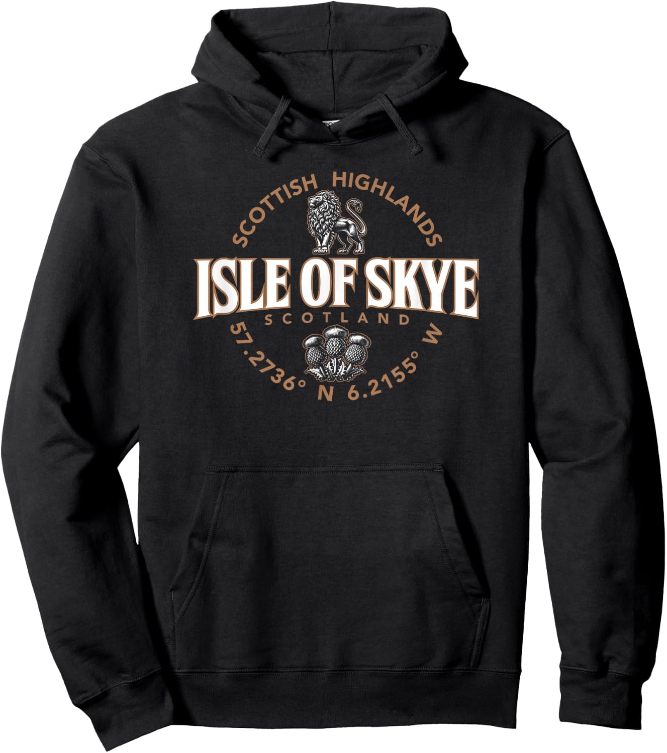 Isle of Skye Scotland Highlands Coordinates Label 2C Hoodie - Hoodie | Black