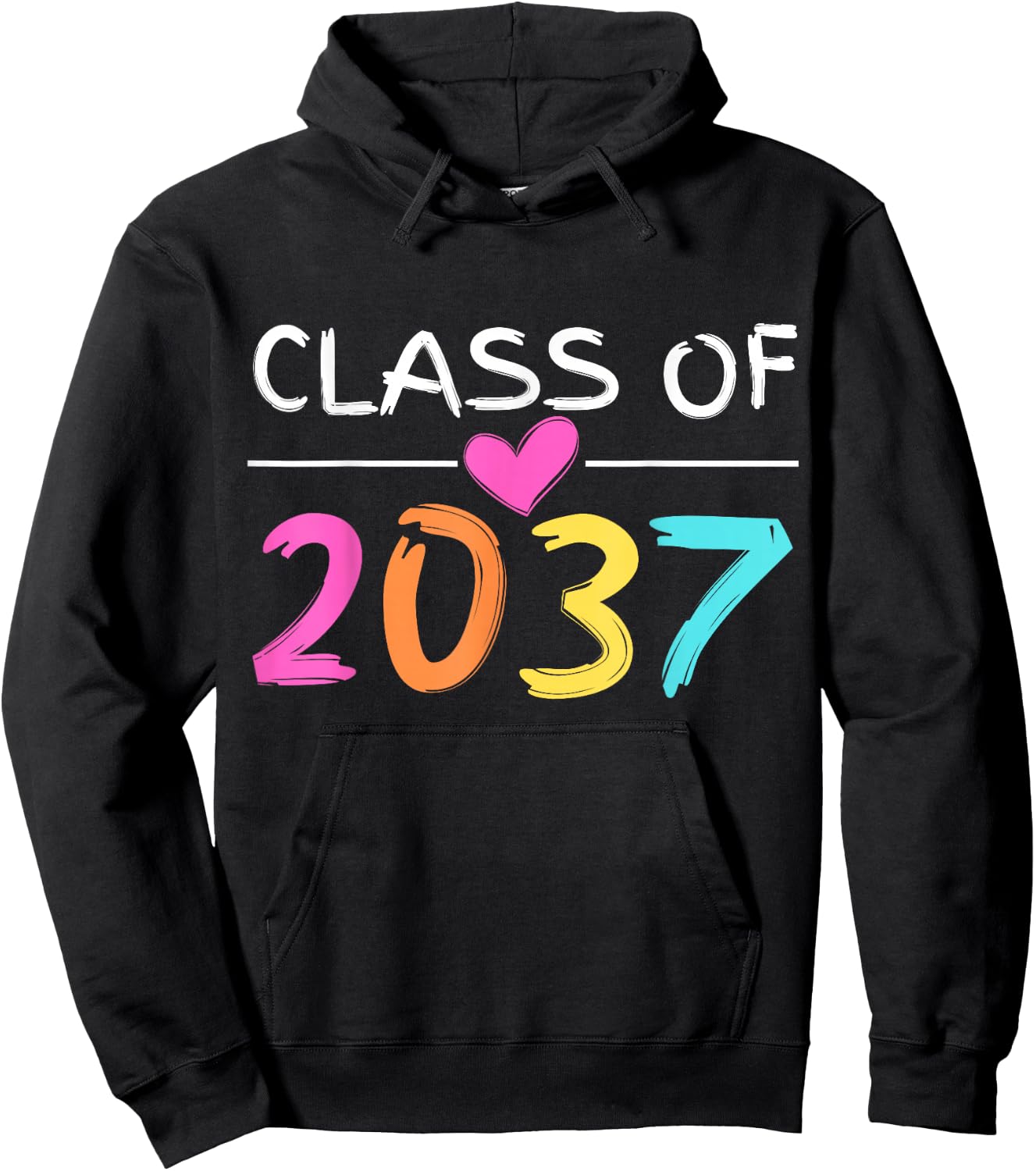 Class of 2037 Grow With Me Shirt Back School Colors Heart Hoodie - Hoodie | Black
