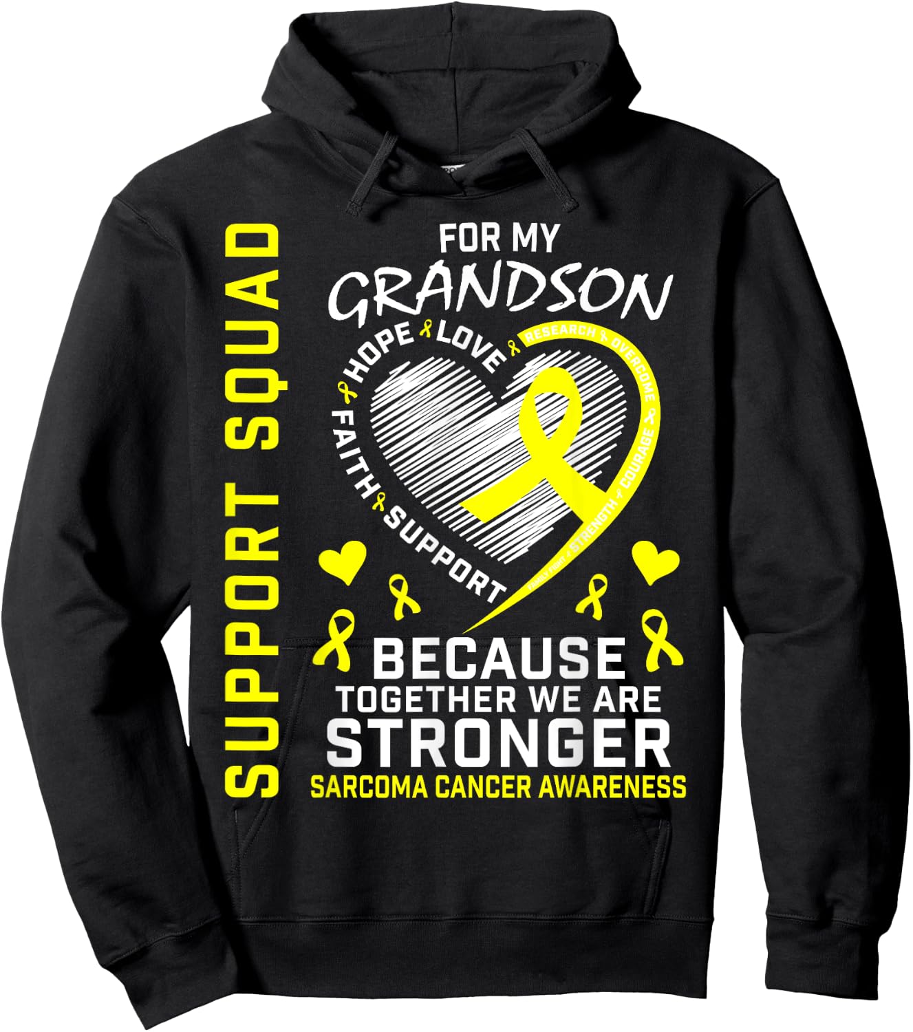 Grandson Sarcoma Cancer Awareness Supporter Products Family Hoodie - Hoodie | Black