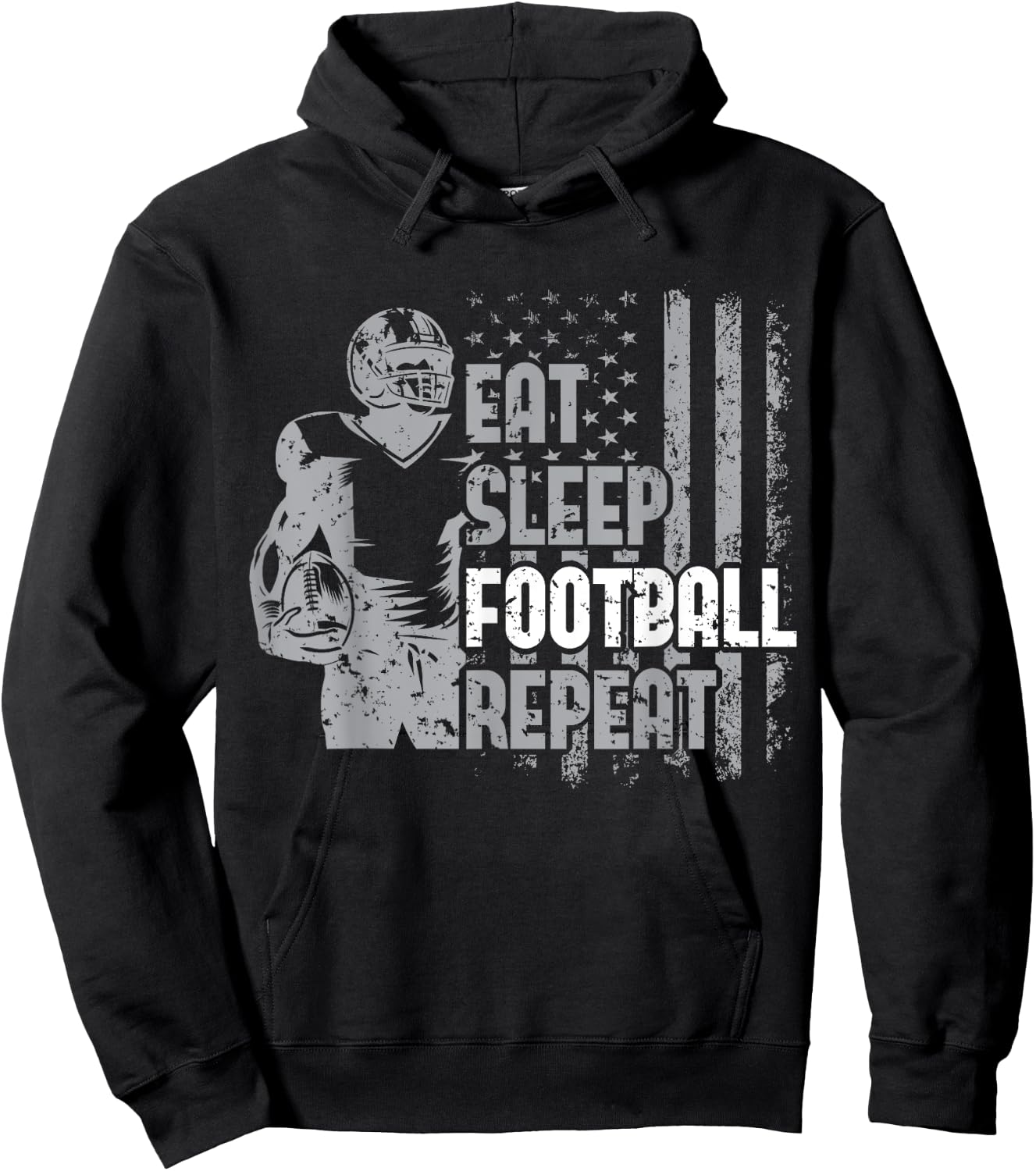 Eat Sleep Football Repeat Youth Shirt Kids Boys Girls Adult Hoodie - Hoodie | Black