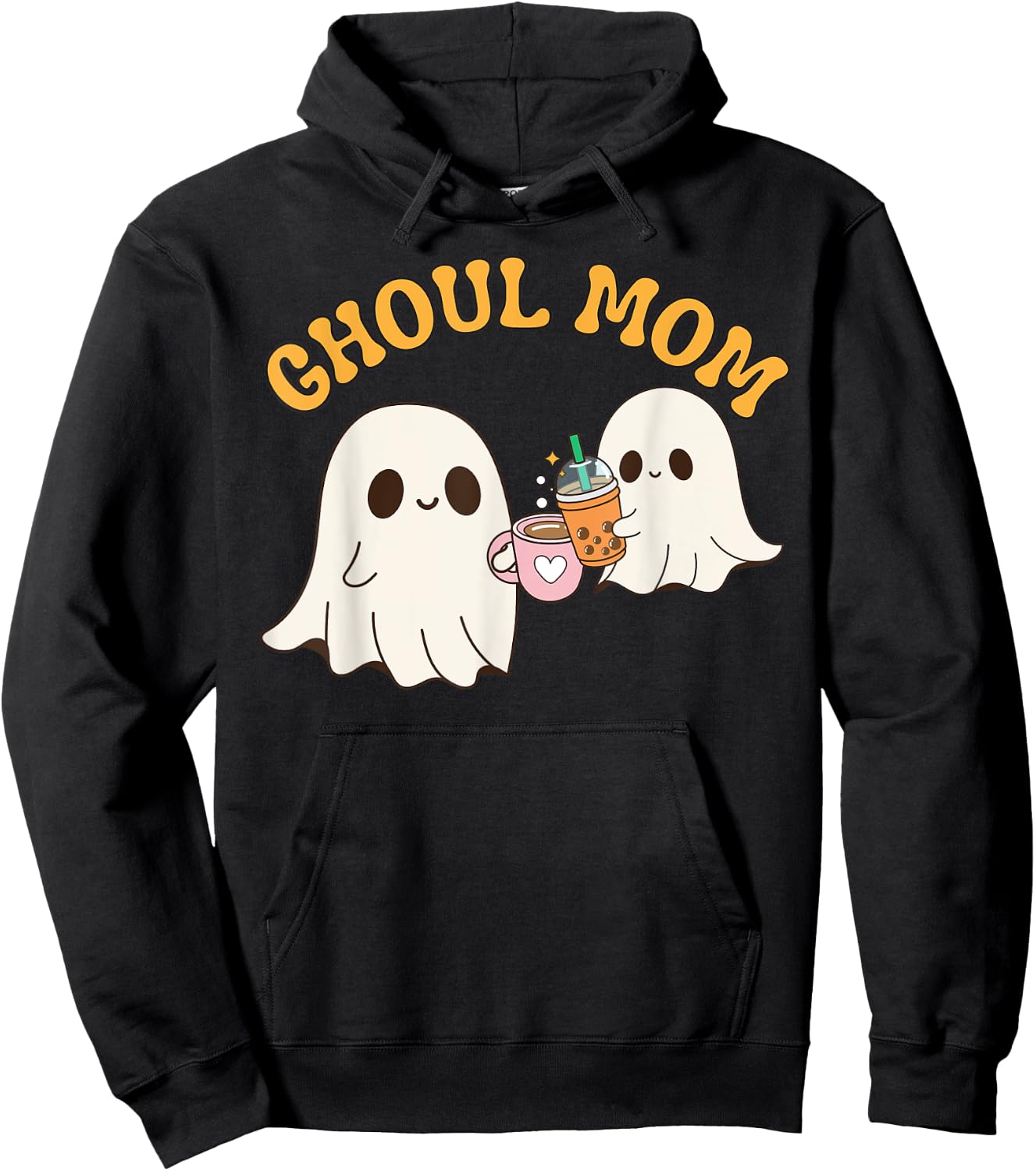 Ghoul Mom Cute Halloween Mother Ghost Mommy Trick Treating Hoodie - Hoodie | Black