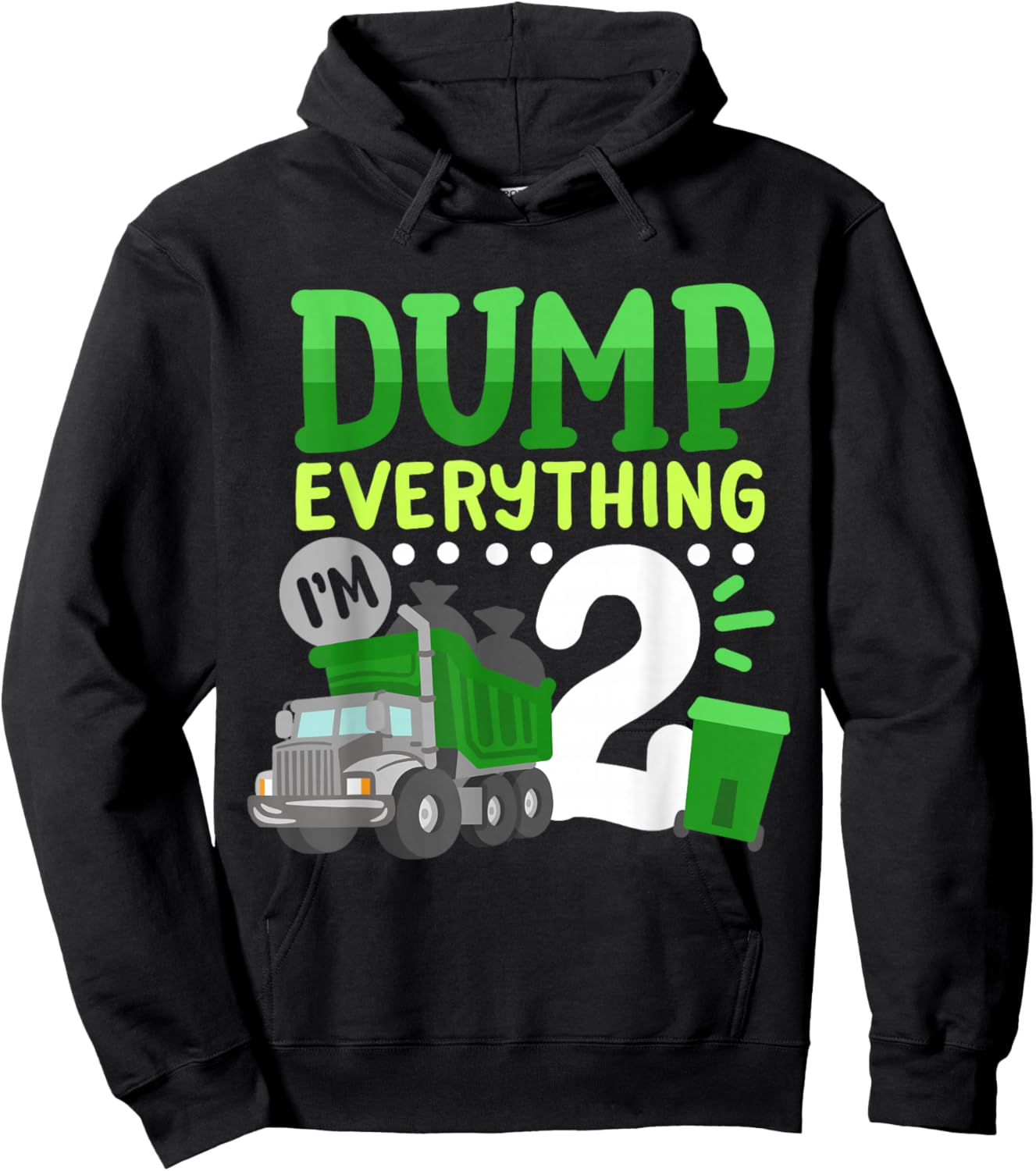 2nd Garbage Truck Birthday Boys Dump Everything 2 Years Old Hoodie - Hoodie | Black