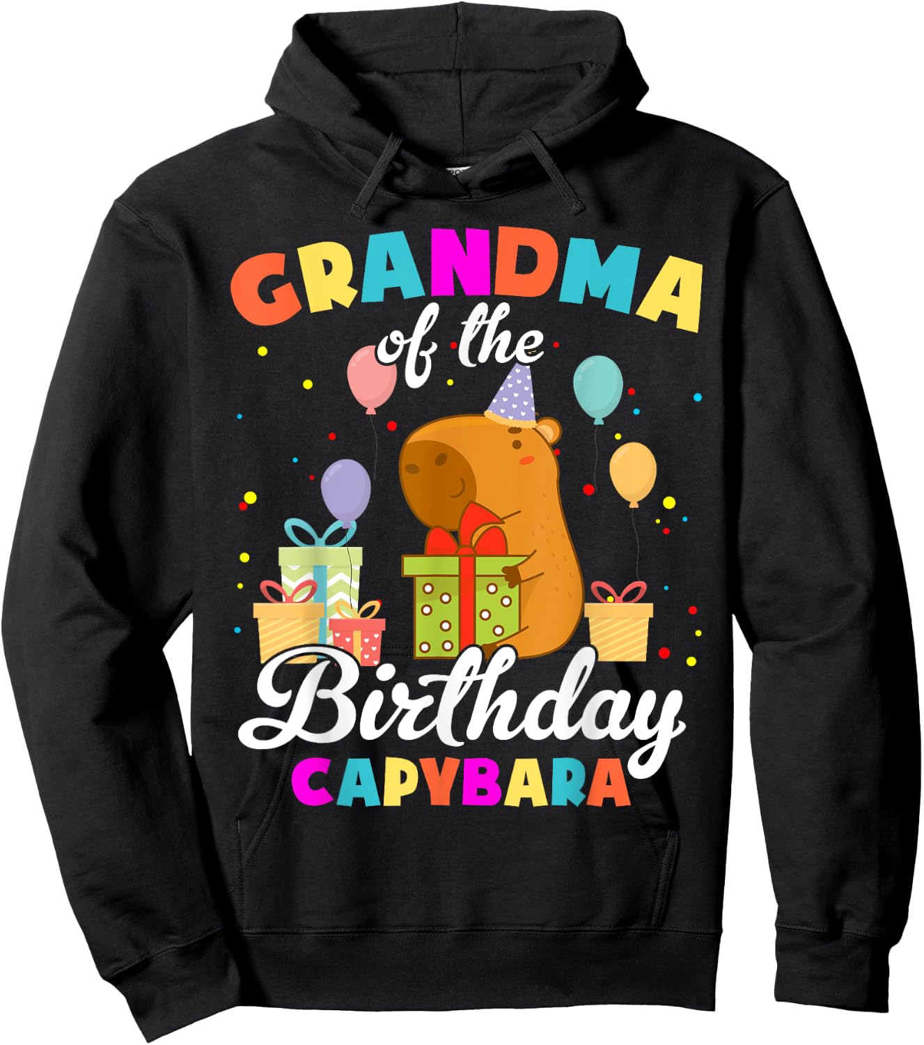 Grandma Of The Birthday Capybara Family Party Hoodie - Hoodie | Black