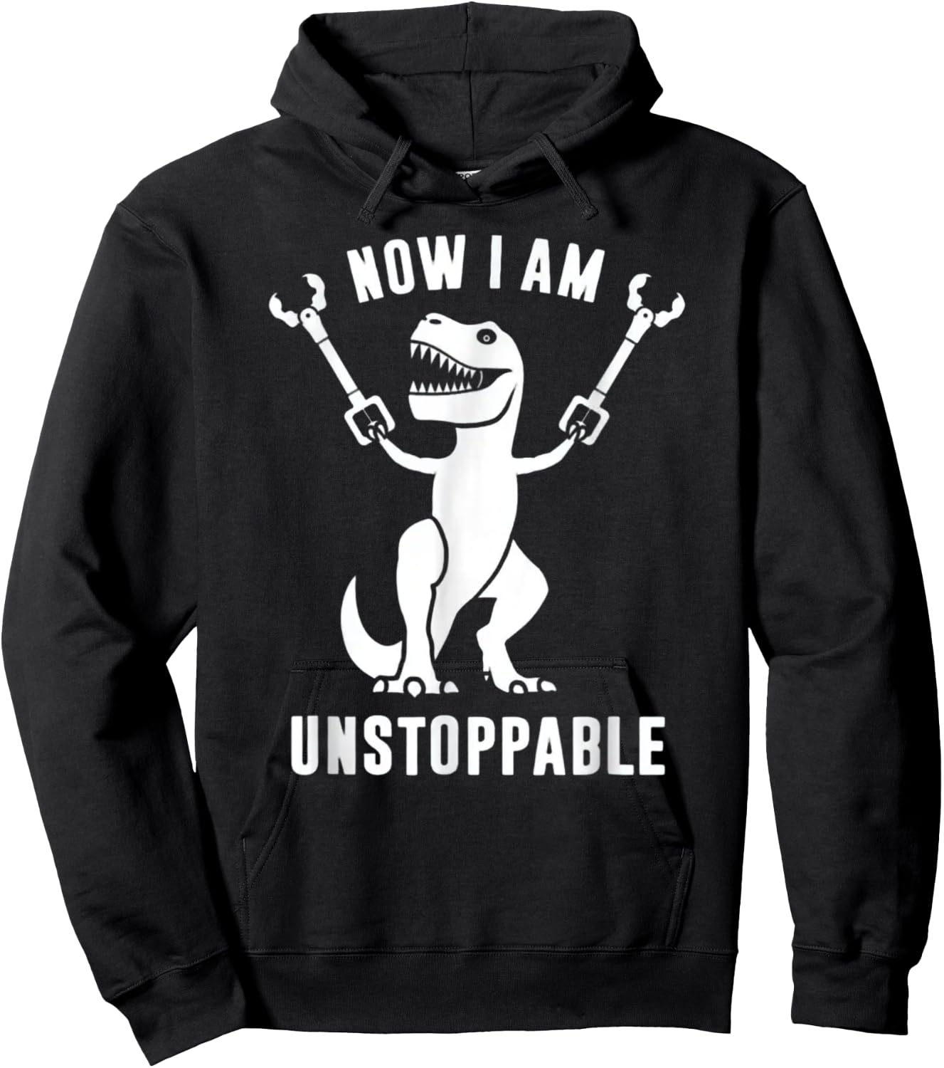 Unstoppable T-Rex with Grabber Sticks - Dinosaur Humor Hoodie - Hoodie | Black