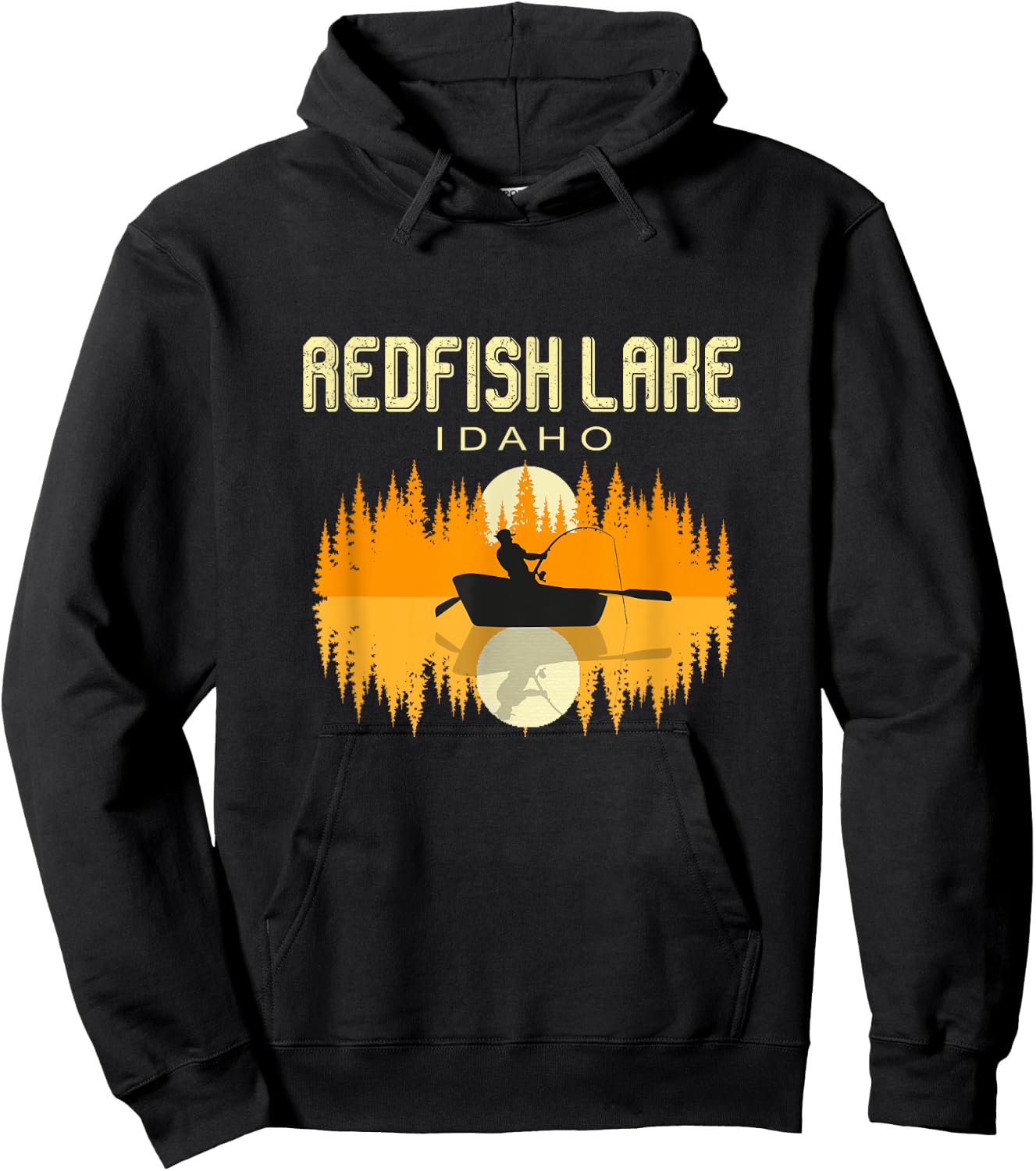 Redfish Lake Idaho - USA Life and Fishing 80s Retro Gift Hoodie - Hoodie | Black