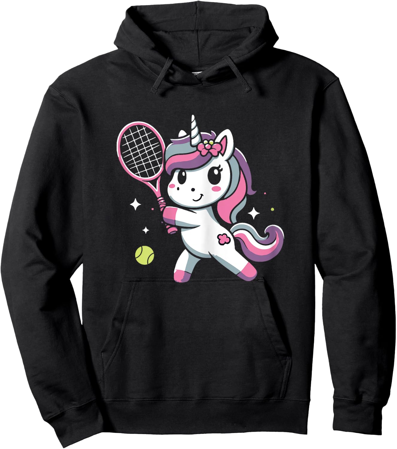 Unicorn Playing Tennis Funny Unicorn Lover Hoodie - Hoodie | Black