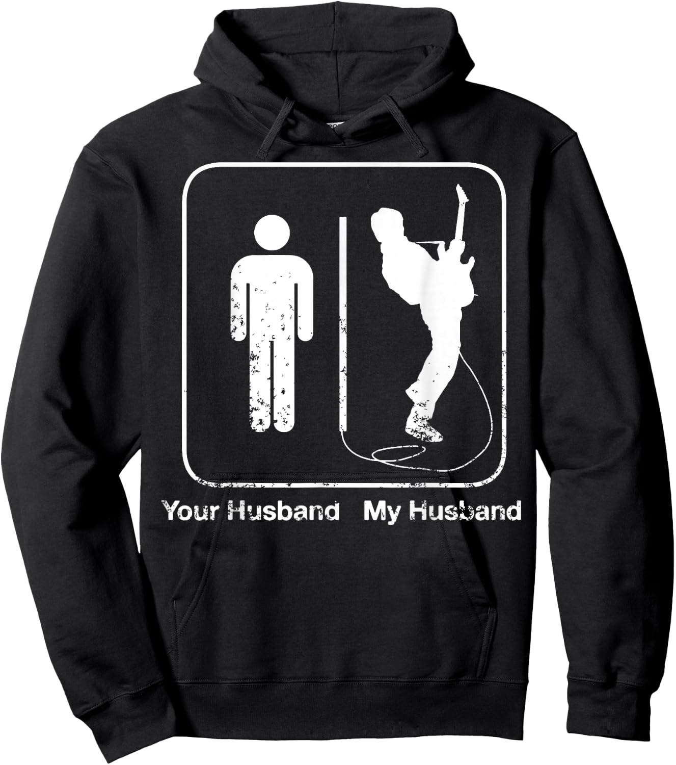 Vintage Your Husband My Husband Rockstar Guitar Pri Hoodie - Hoodie | Black