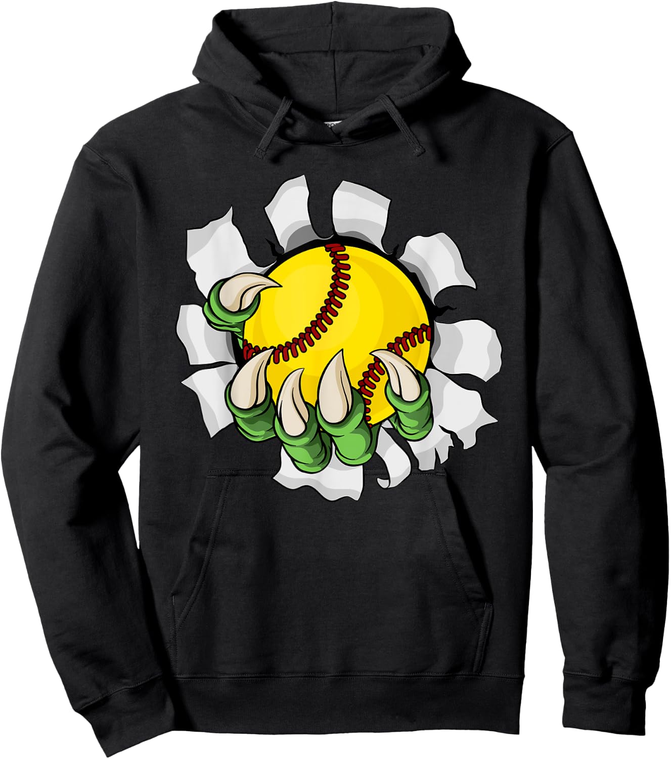 Claw Softball Baseball Ball Dragon Monster Hand Hoodie - Hoodie | Black