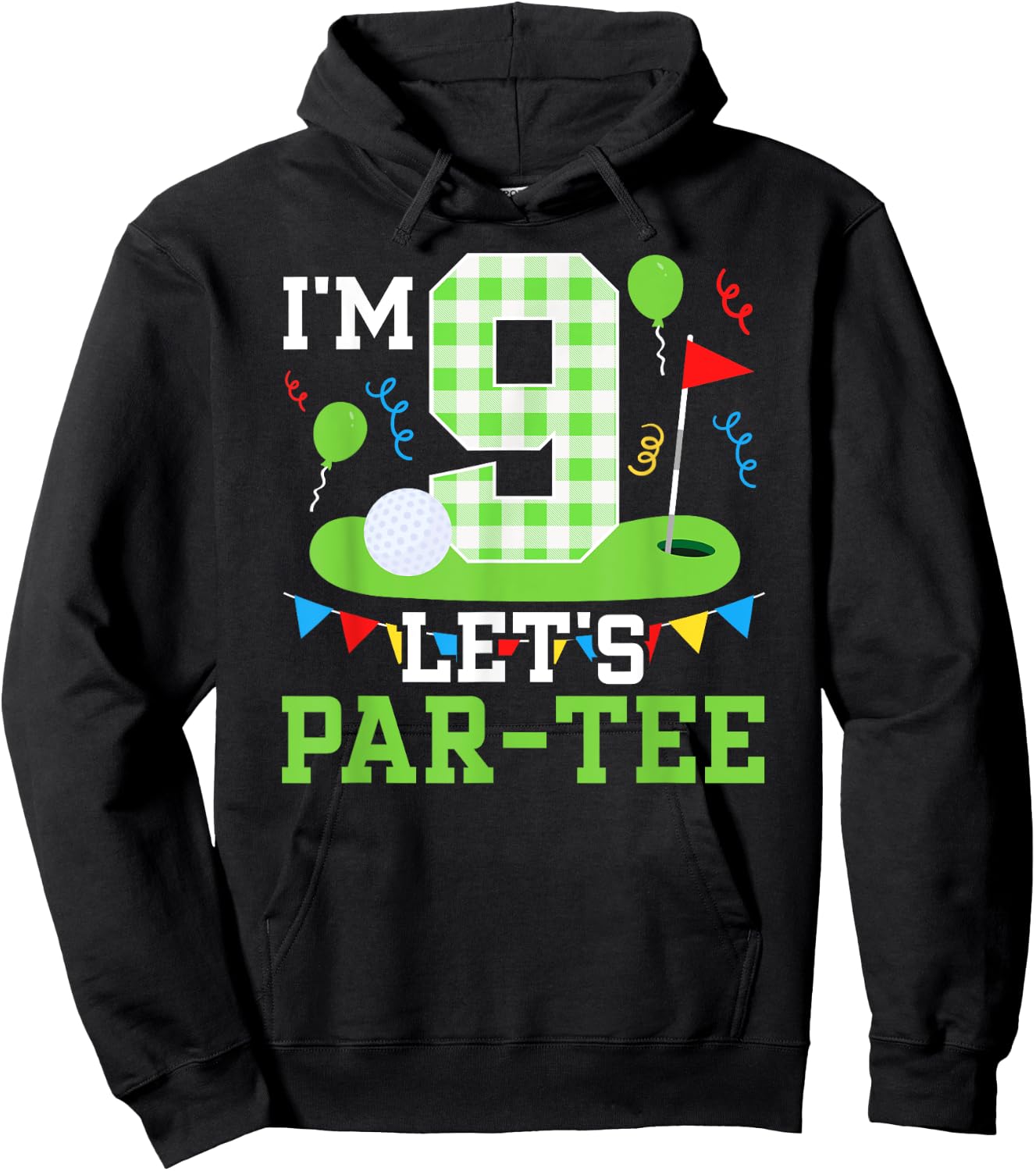 9th Birthday Party Golf Boy Nine Year Old Golfer Hoodie - Hoodie | Black