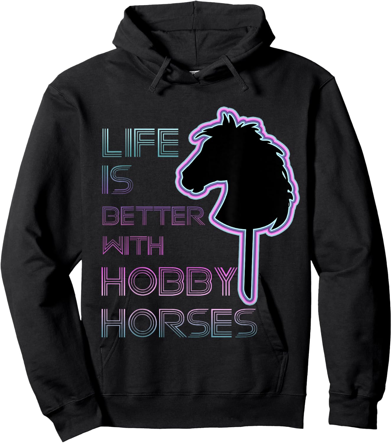 Hobby Horse- Hobby Horsing- Hobby Horse Lover-horse on Stick Hoodie - Hoodie | Black