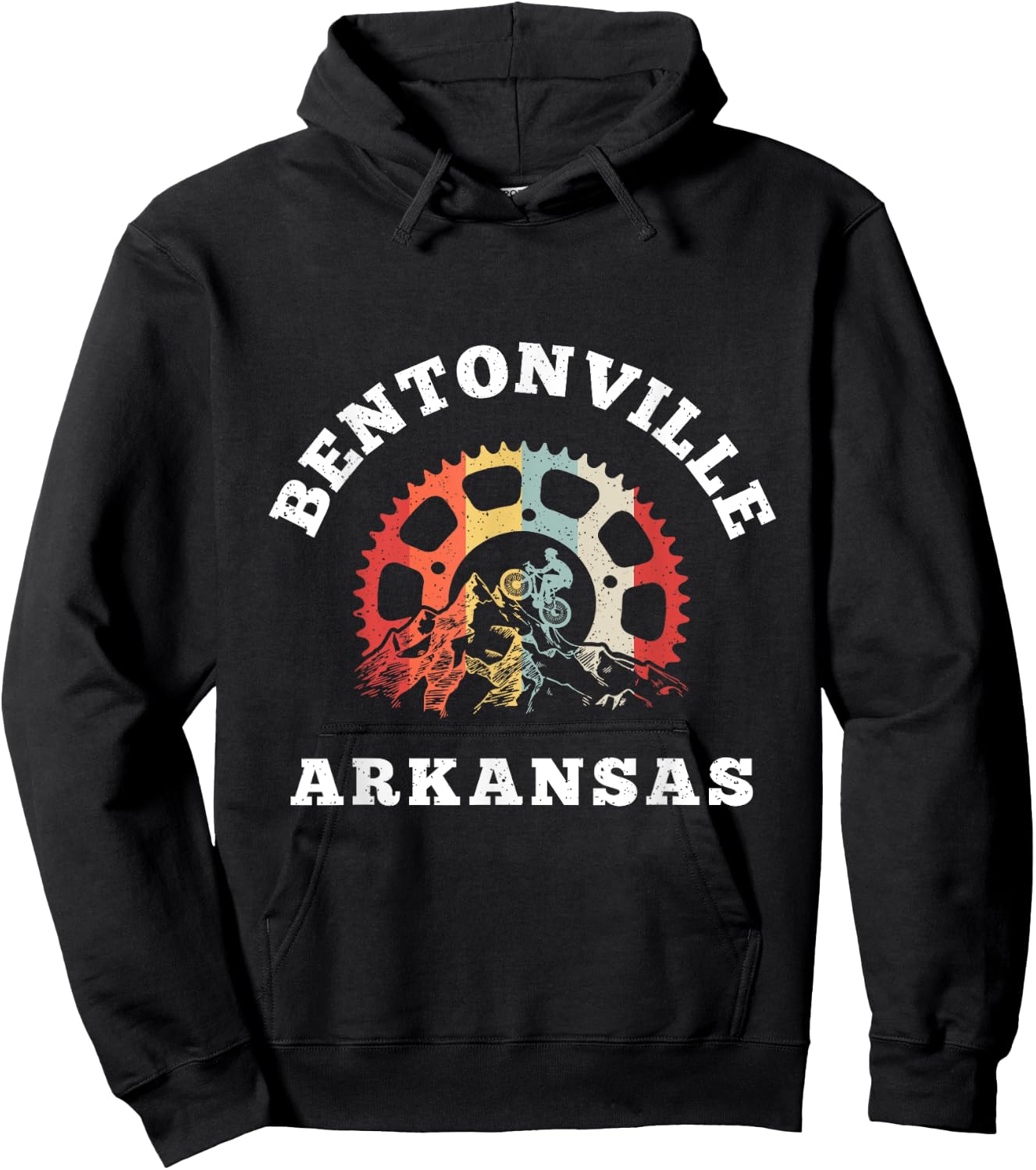 Vintage Bentonville Arkansas Mountain Biking Chain Rings Hoodie - Hoodie | Black