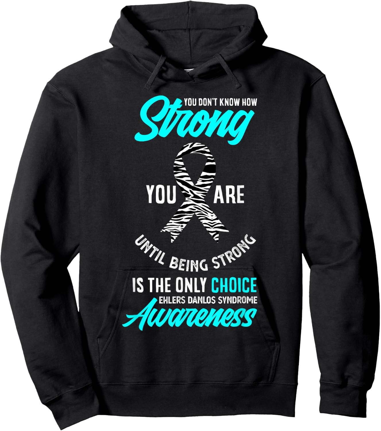 Ehlers Danlos Syndrome Awareness Apparel & Gifts EDS Warrior -Adults Kids Black Short Sleeve Small Hoodie - Hoodie | Black