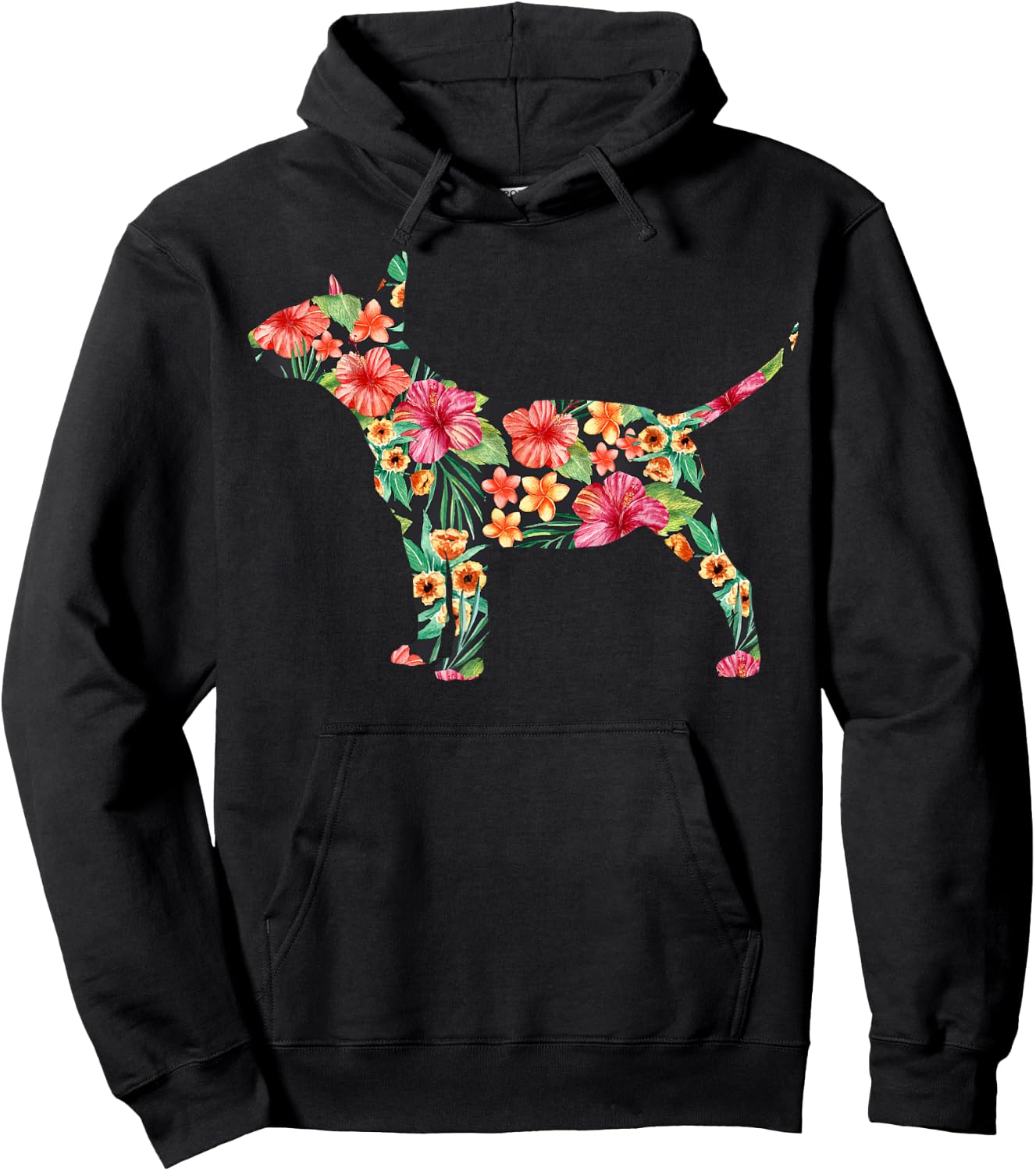 Bull Terrier Flower Funny Dog Silhouette Floral Gifts Women Hoodie - Hoodie | Black