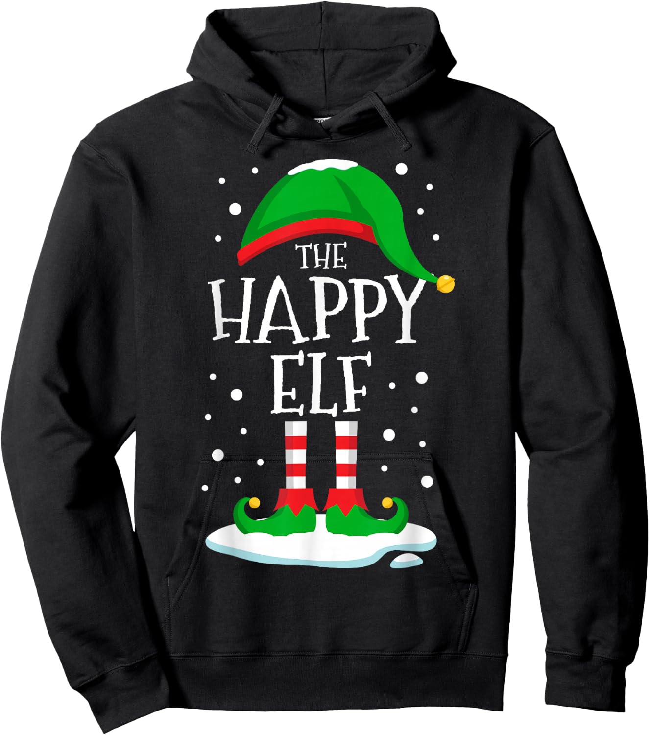 The Happy Elf Christmas Family Matching Xmas Group Funny Hoodie - Hoodie | Black
