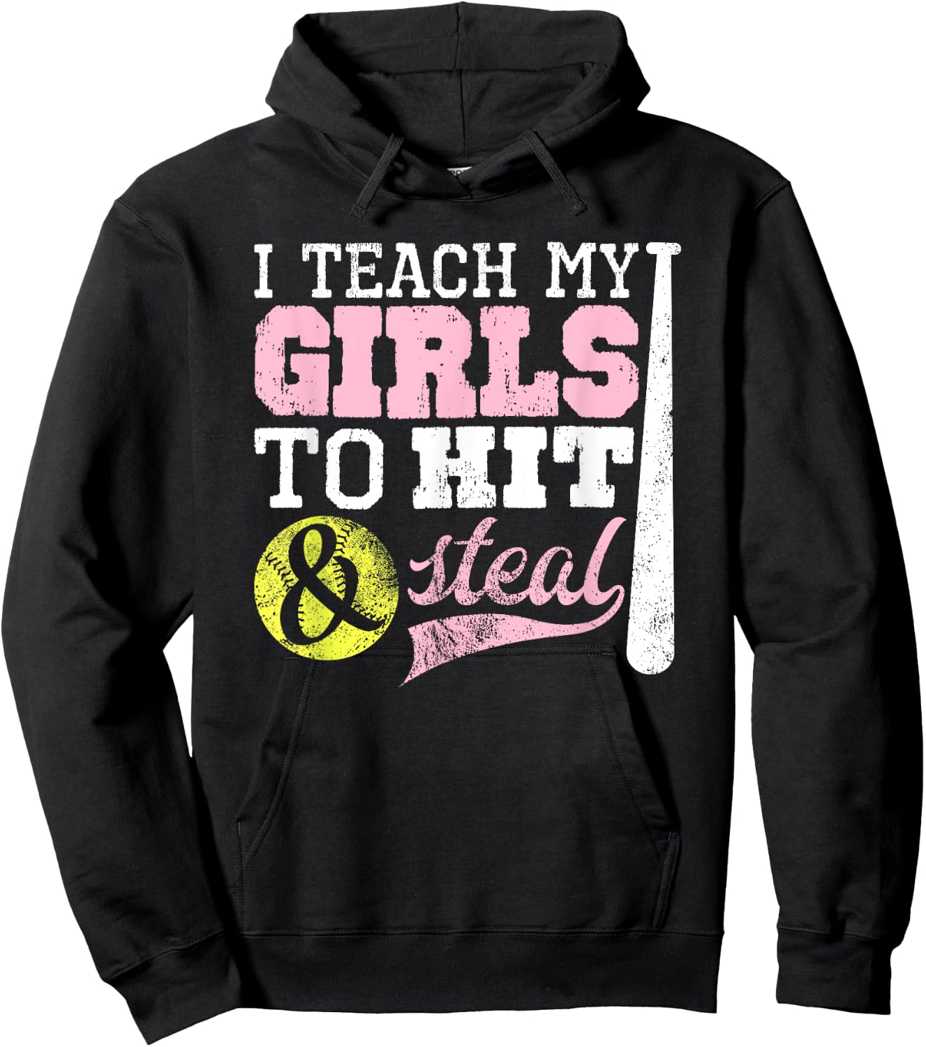 Softball Coach I Teach My Girls to Hit and Steal Shirt Hoodie - Hoodie | Black