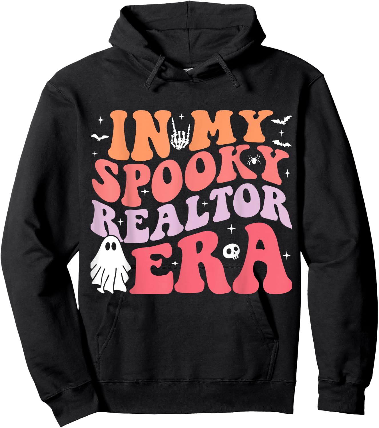 In My Spooky Realtor Era Retro Groovy Funny Halloween Ghost Hoodie - Hoodie | Black