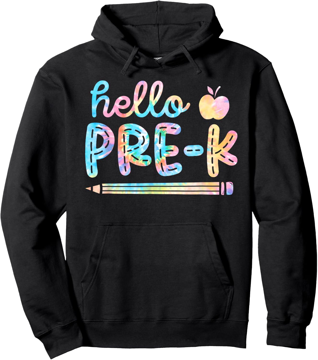 Hello Pre-K Team Tie Dye Back to School Teacher Student PreK Hoodie - Hoodie | Black