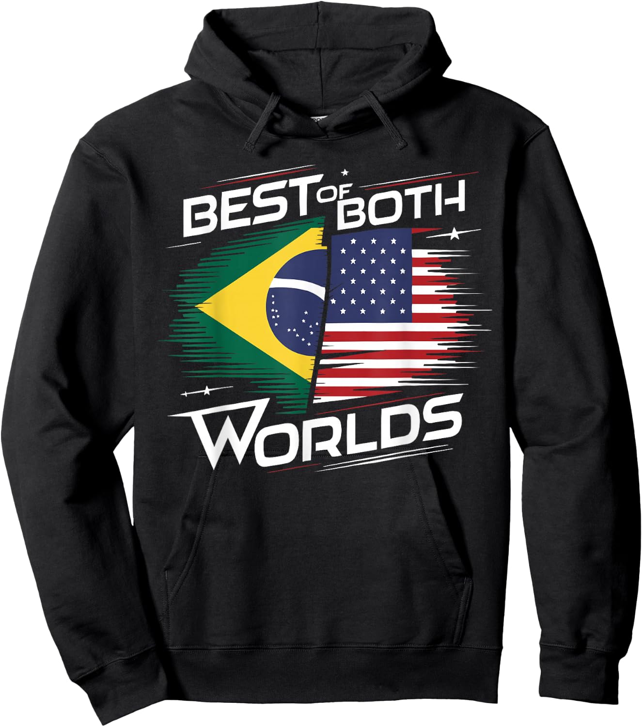Half Brazilian Half American USA Flag Brazil America Hoodie - Hoodie | Black