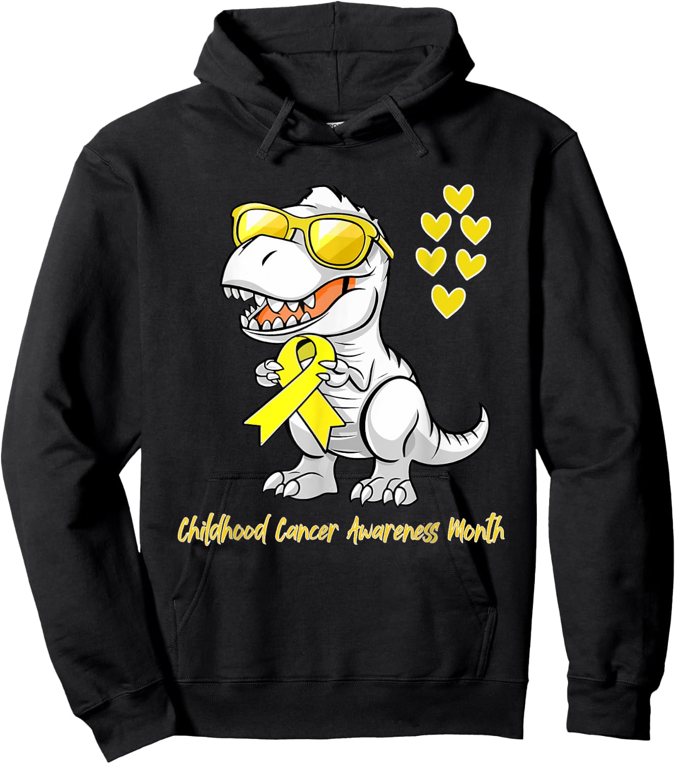 T-rex Dinosaur Childhood Cancer Awareness Dino kids Toddlers Hoodie - Hoodie | Black