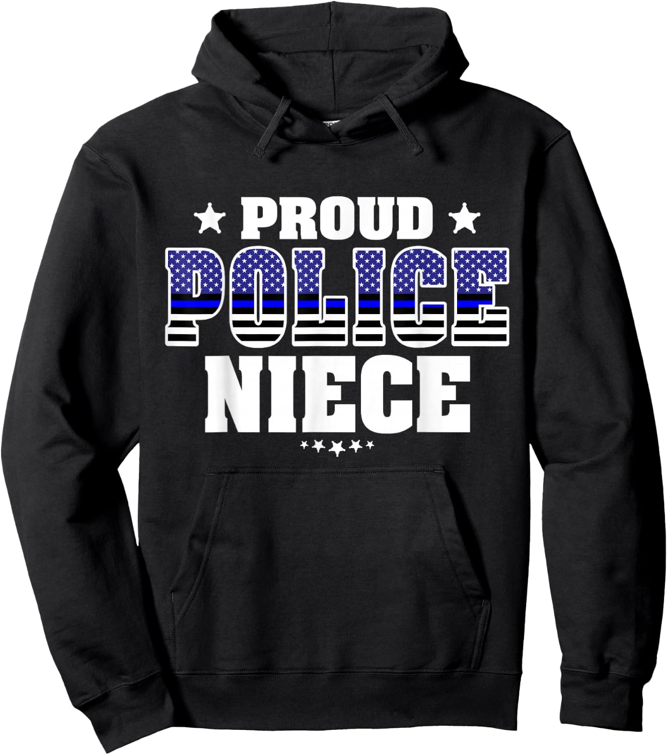 Proud Police Niece Thin Blue Line US Police Officer's Family Hoodie - Hoodie | Black