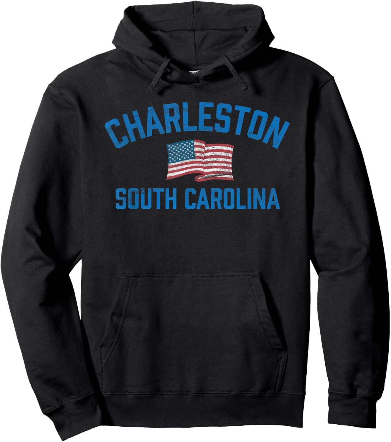Charleston South Carolina USA Flag Vintage Athletic Hoodie - Hoodie | Black