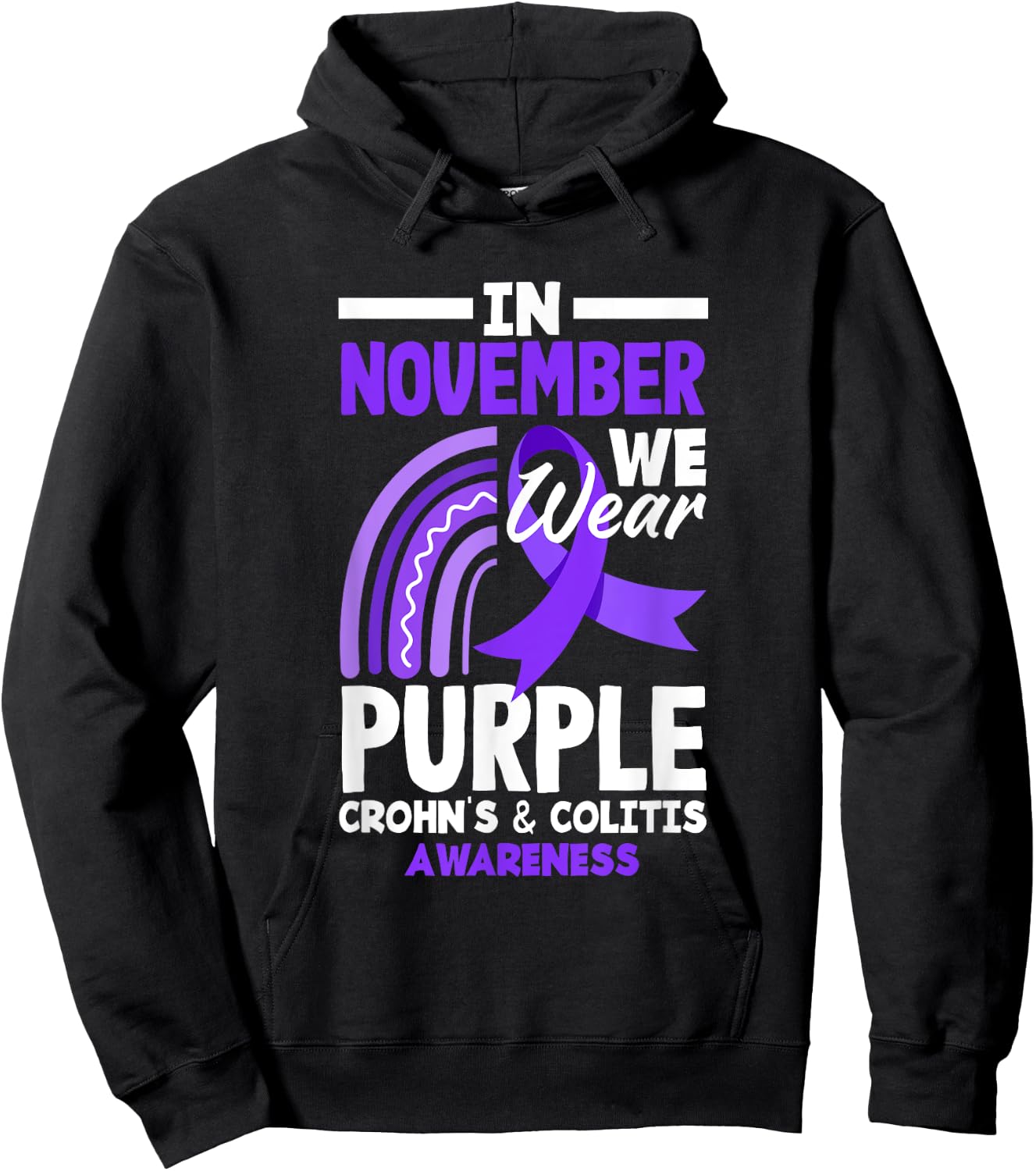 I November We Wear Purple Crohn's & Colitis Awareness Hoodie - Hoodie | Black